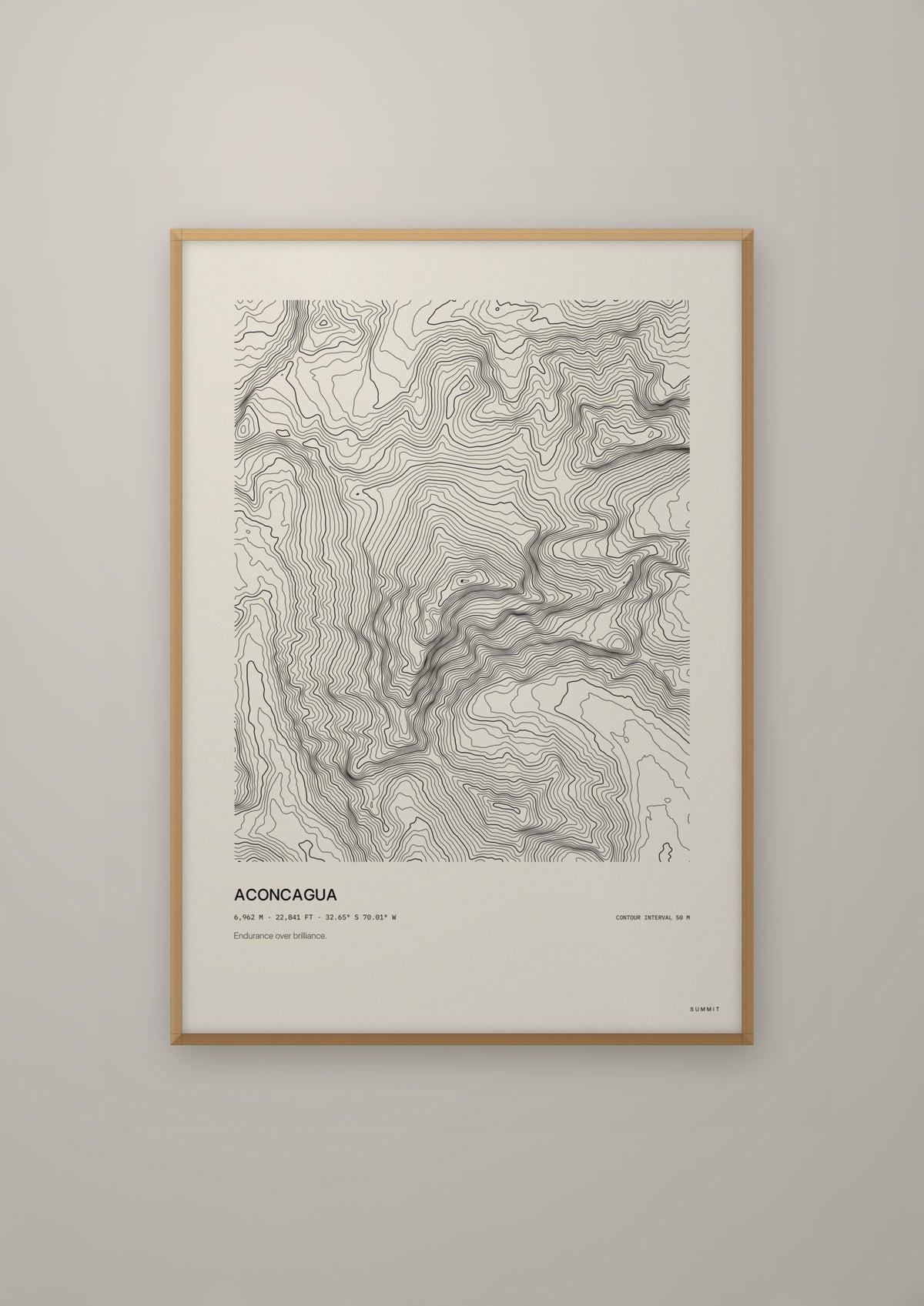 Aconcagua in a natural wood frame
