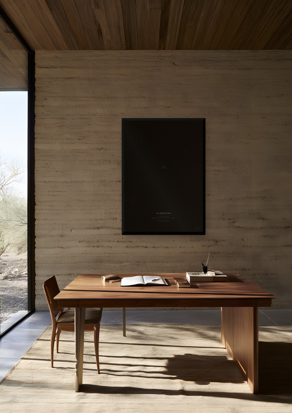 Aldebaran in a black frame, shown in scottsdale-desert-office