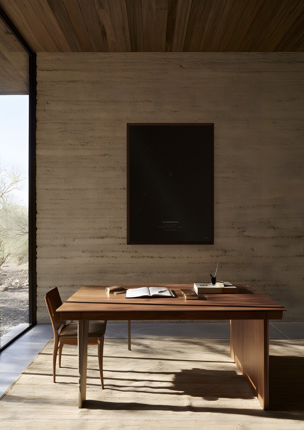 Aldebaran in a dark wood frame, shown in scottsdale-desert-office