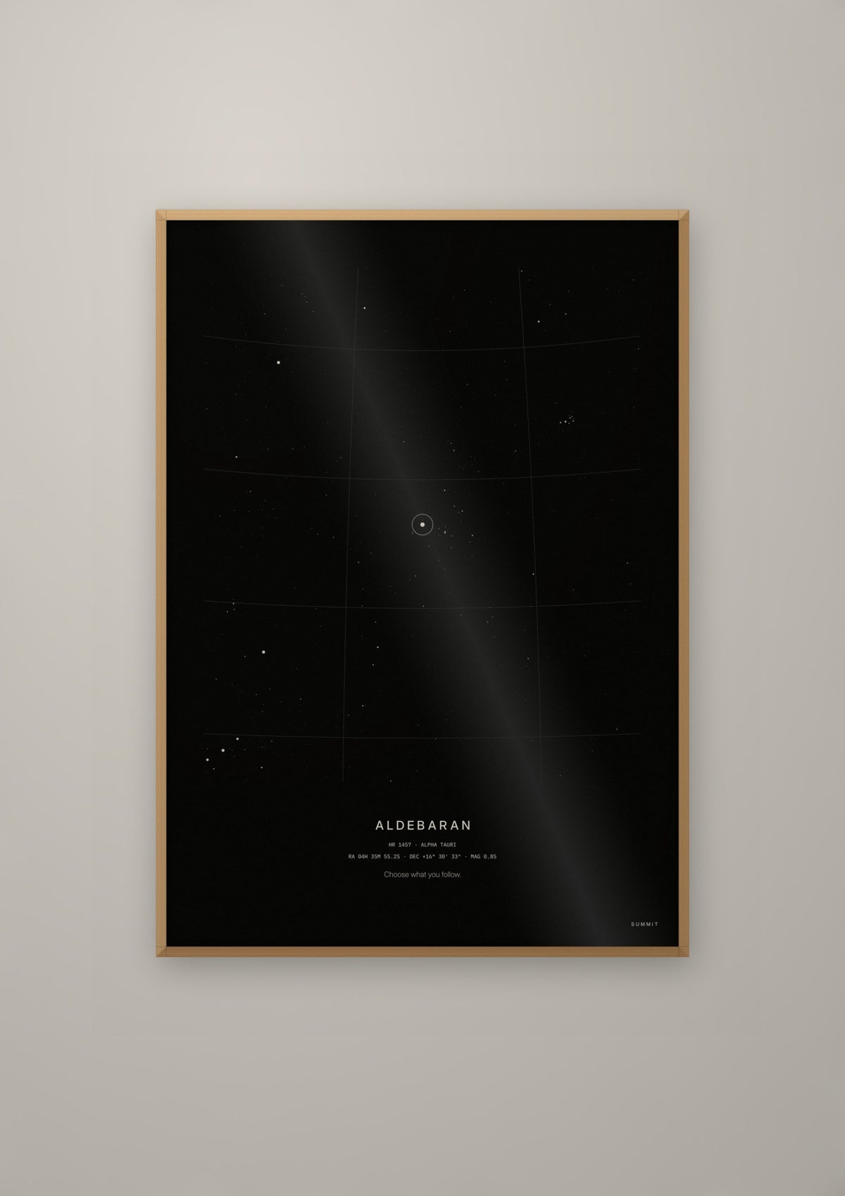 Aldebaran in a natural wood frame