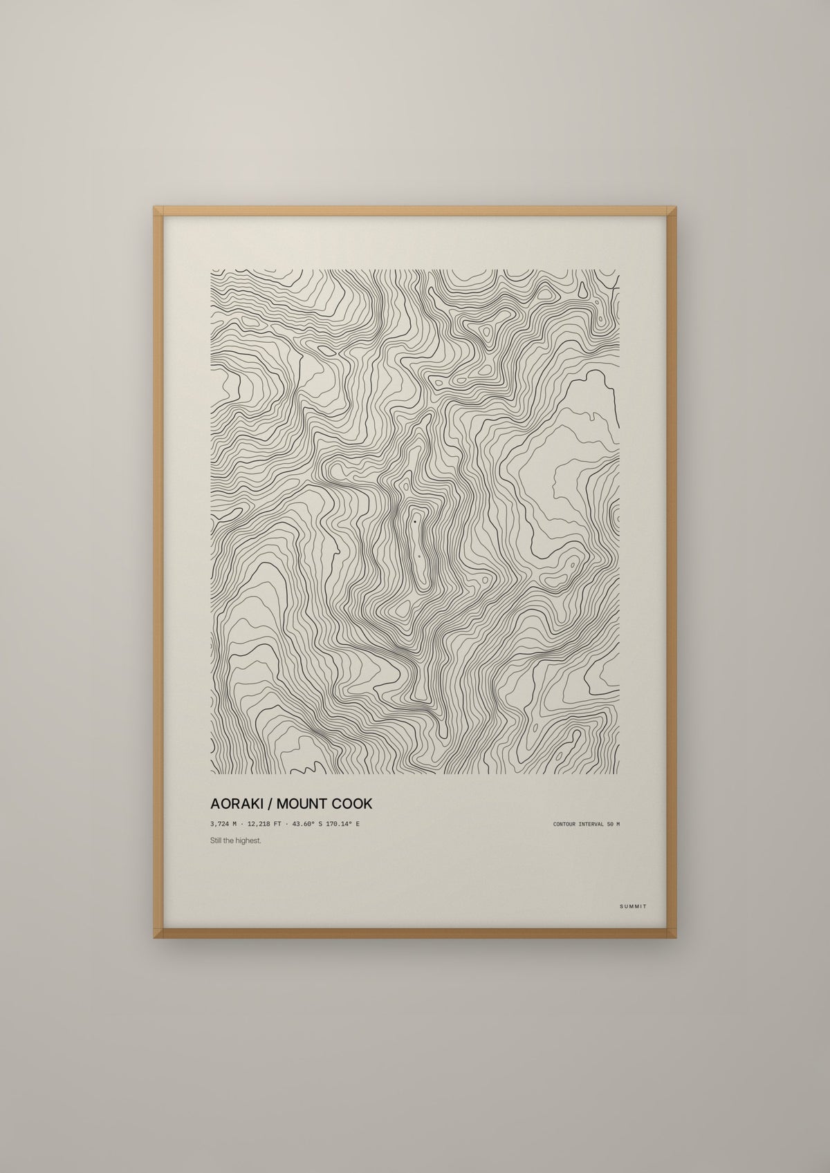 Aoraki / Mount Cook in a natural wood frame