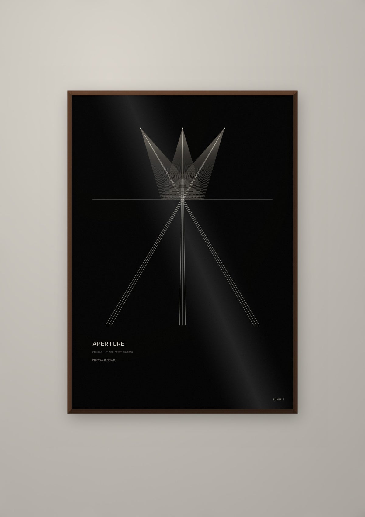 Aperture in a dark wood frame