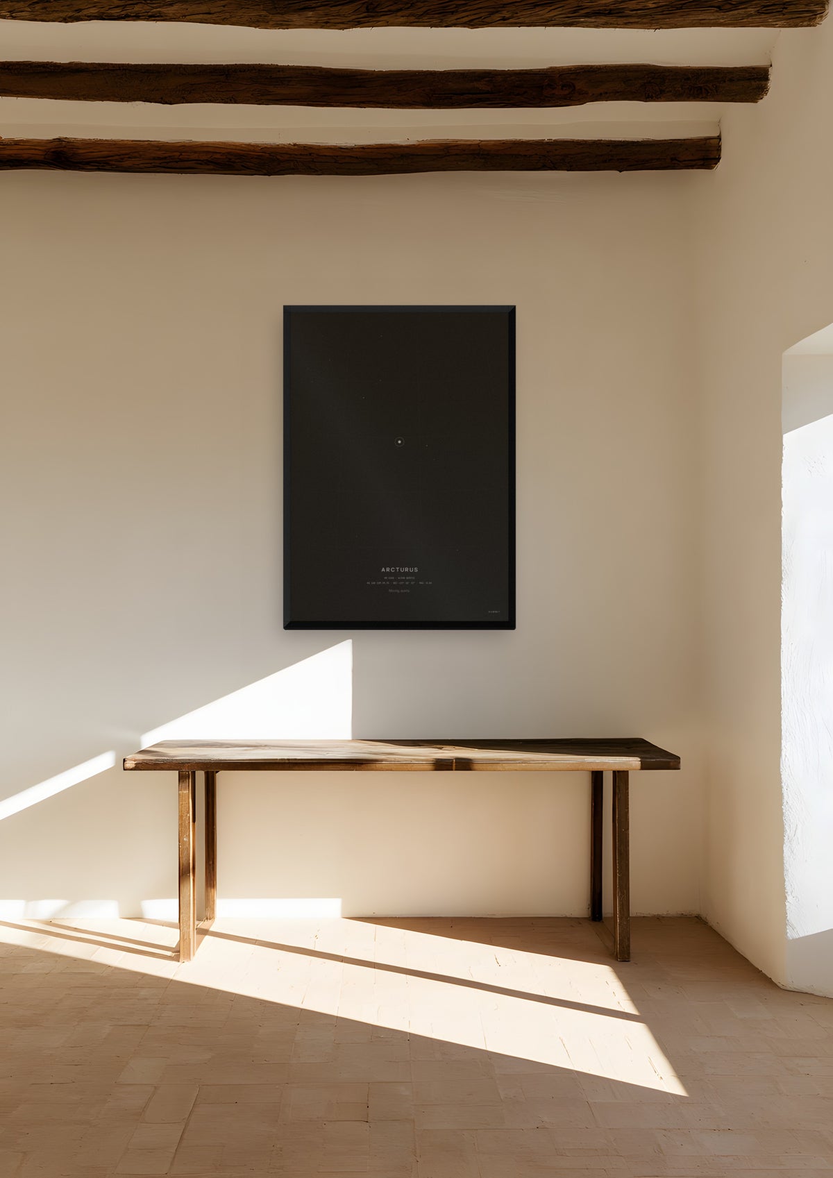 Arcturus in a black frame, shown in marfa-adobe-study