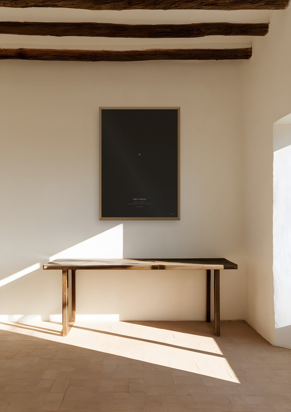 Arcturus in a natural wood frame, shown in marfa-adobe-study