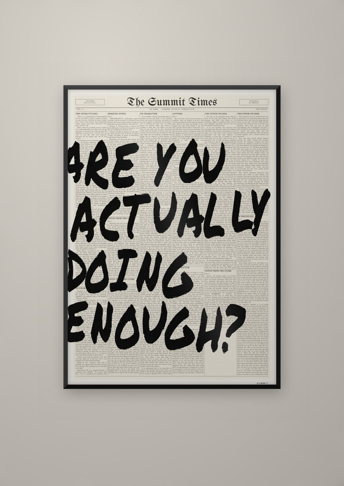 Are You Actually Doing Enough? in a black frame