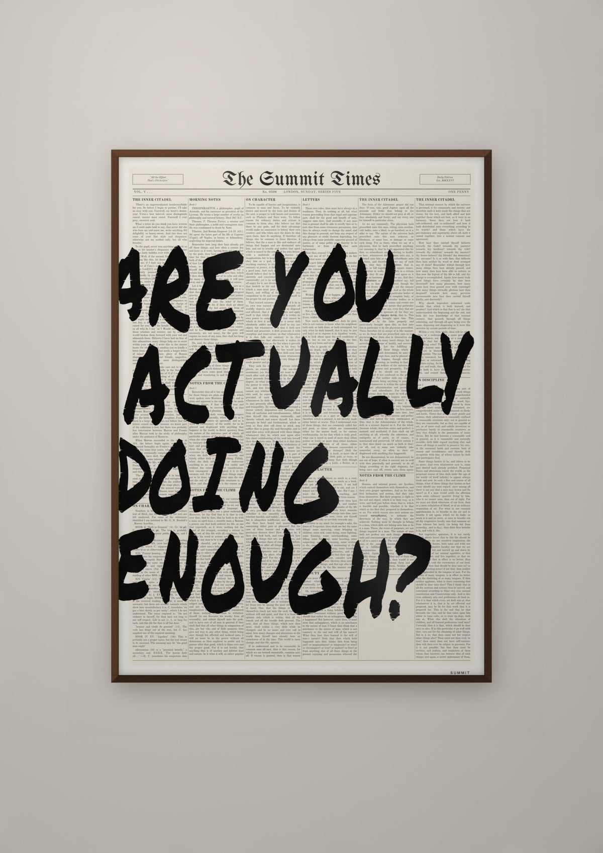 Are You Actually Doing Enough? in a dark wood frame