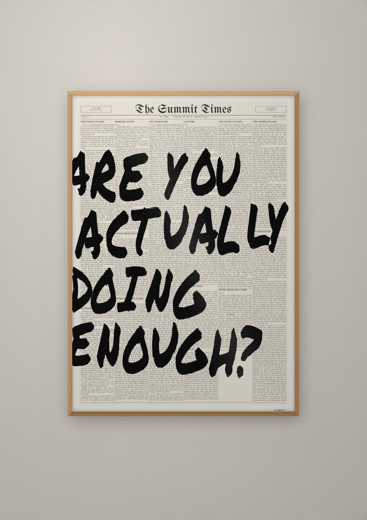 Are You Actually Doing Enough? in a natural wood frame