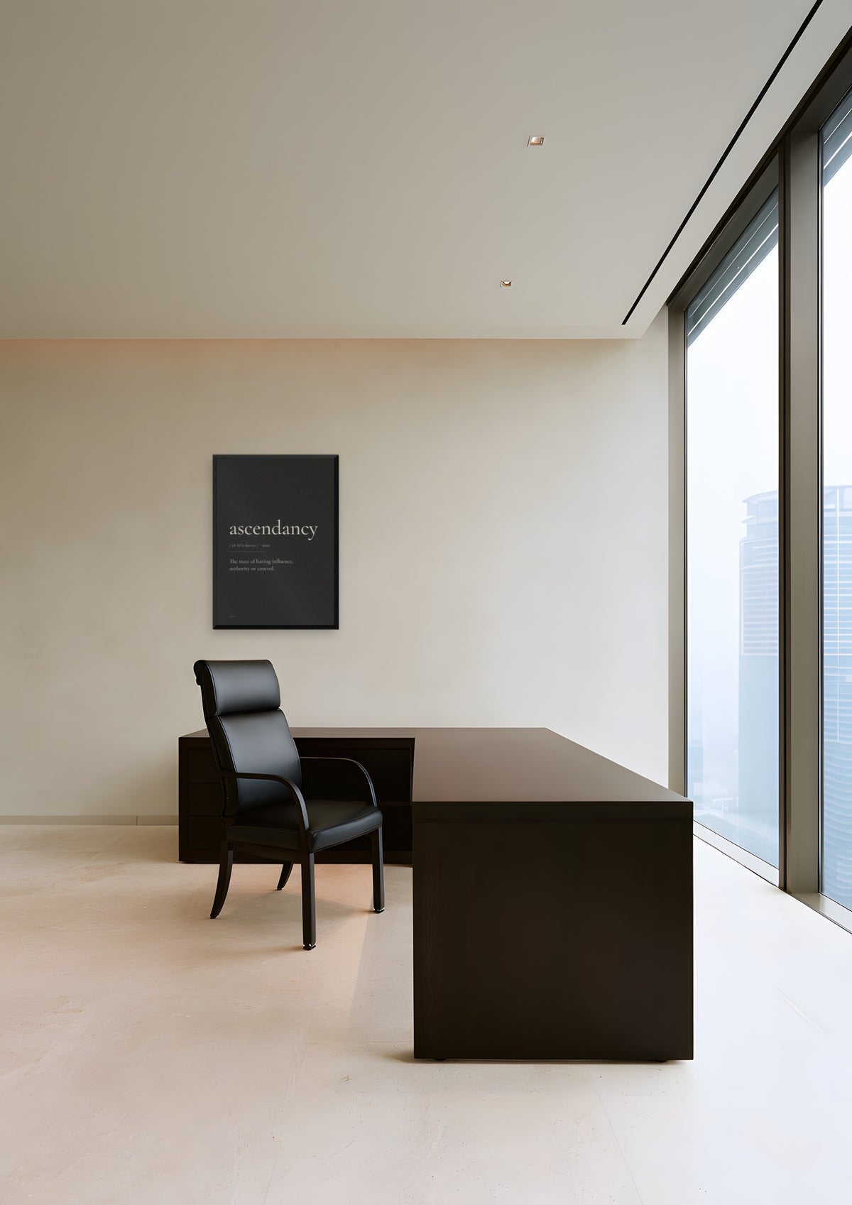 Ascendancy (Black) in a black frame, shown in singapore-penthouse-office