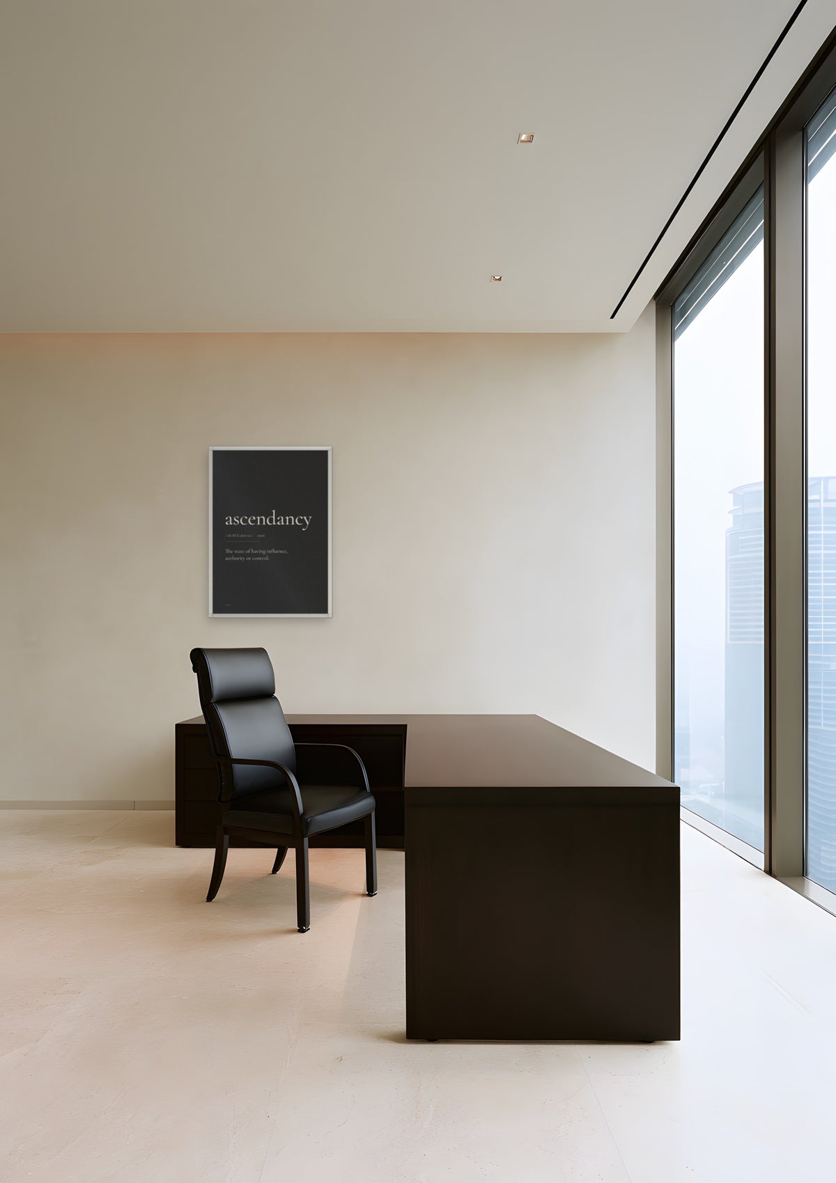 Ascendancy (Black) in a white frame, shown in singapore-penthouse-office