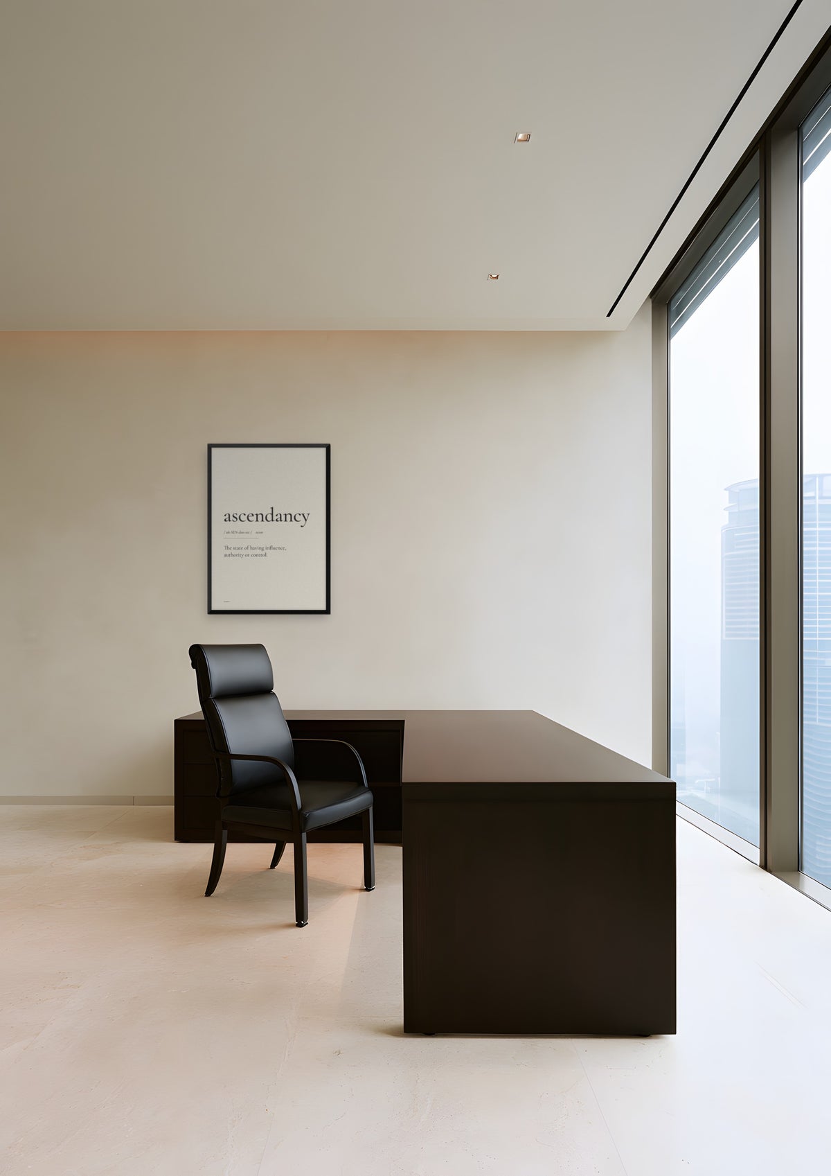 Ascendancy in a black frame, shown in singapore-penthouse-office