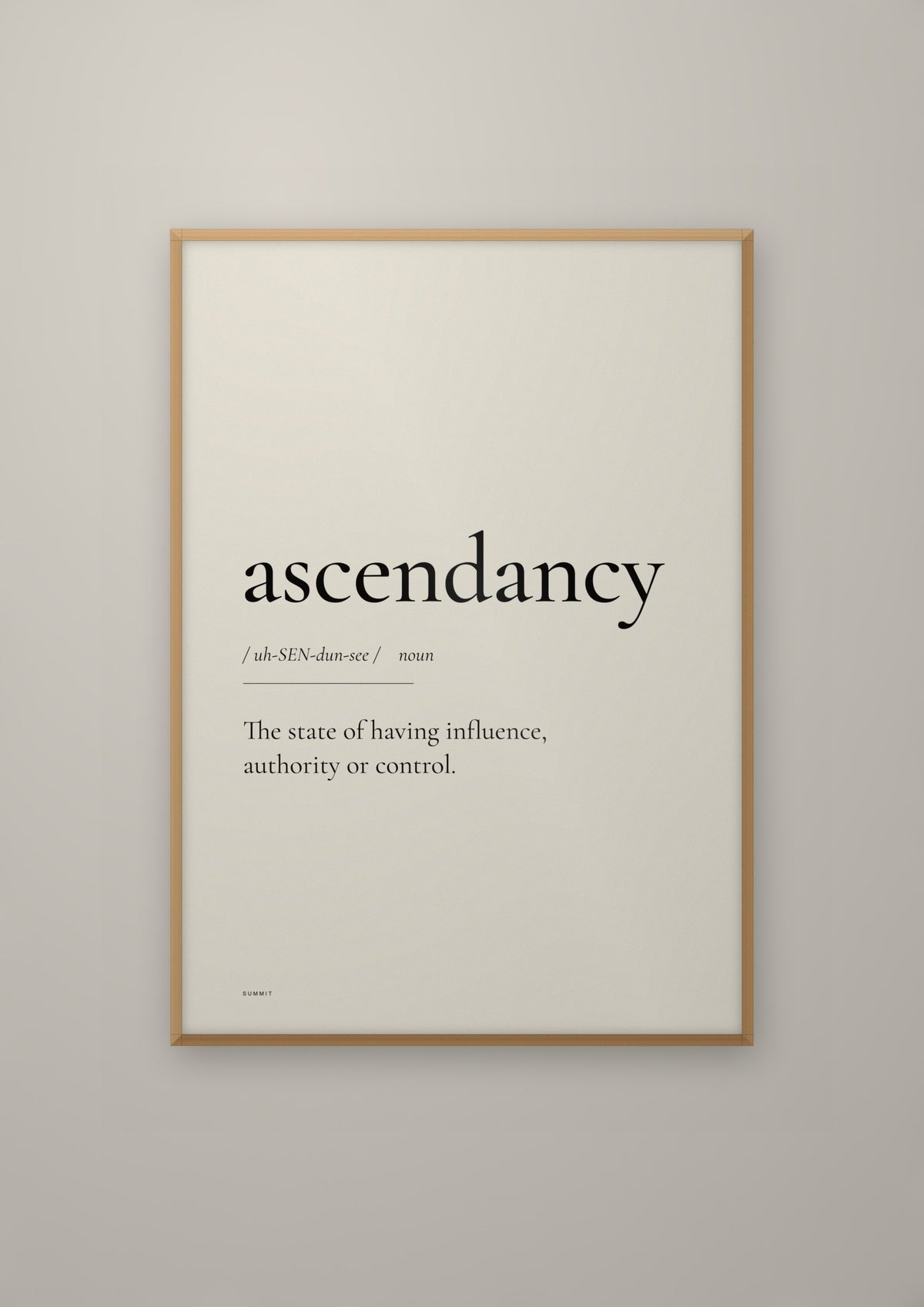 Ascendancy in a natural wood frame