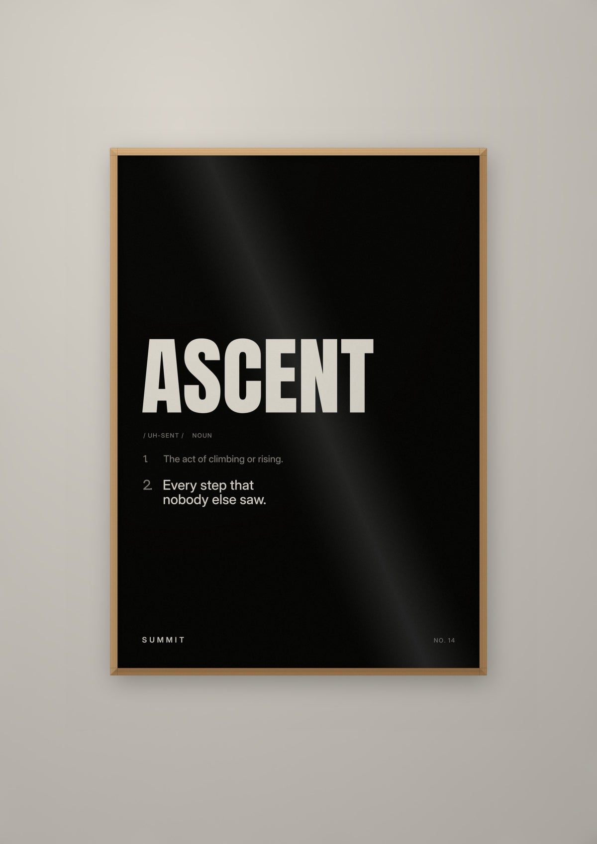 Ascent, Defined (Black) in a natural wood frame