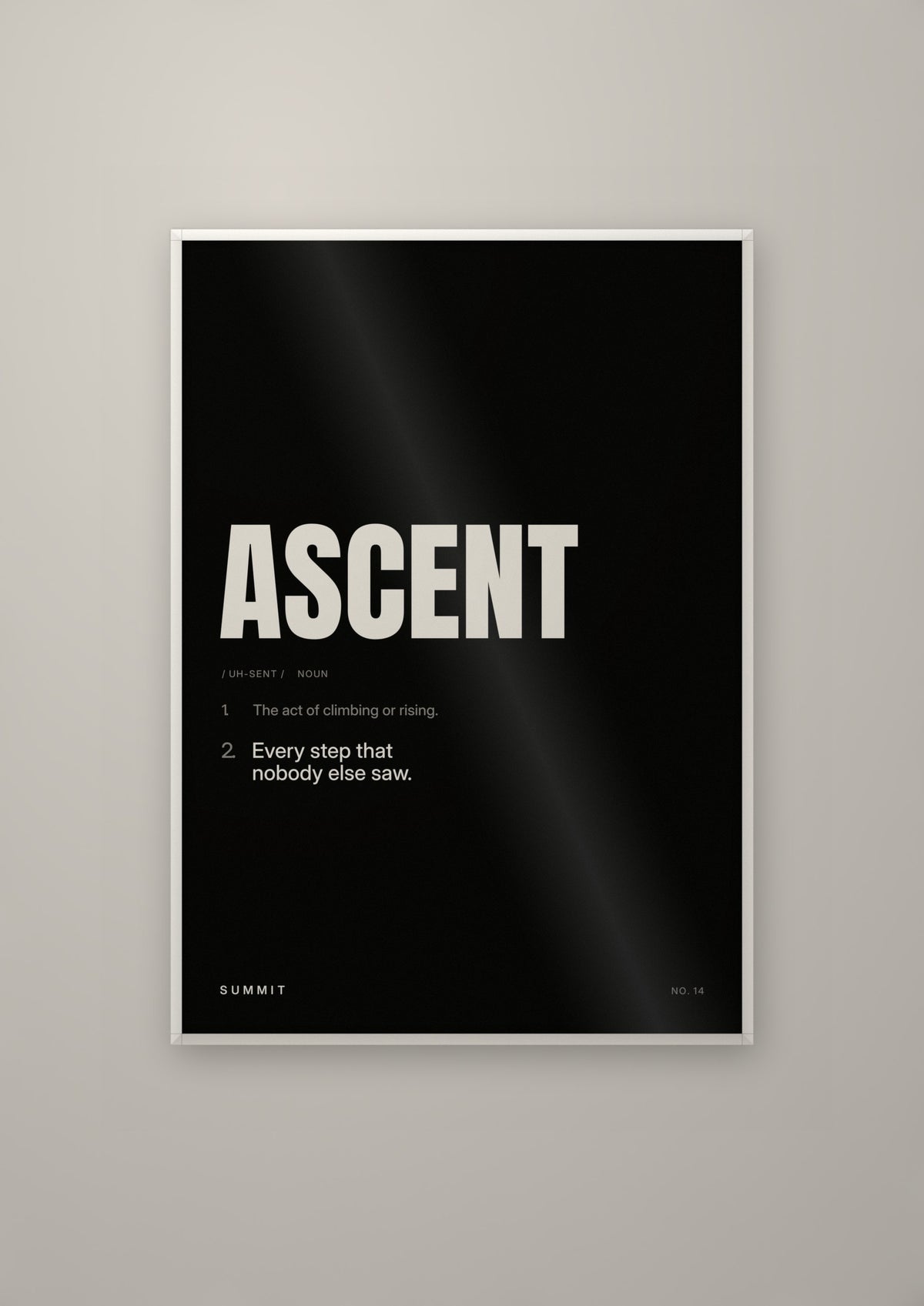 Ascent, Defined (Black) in a white frame