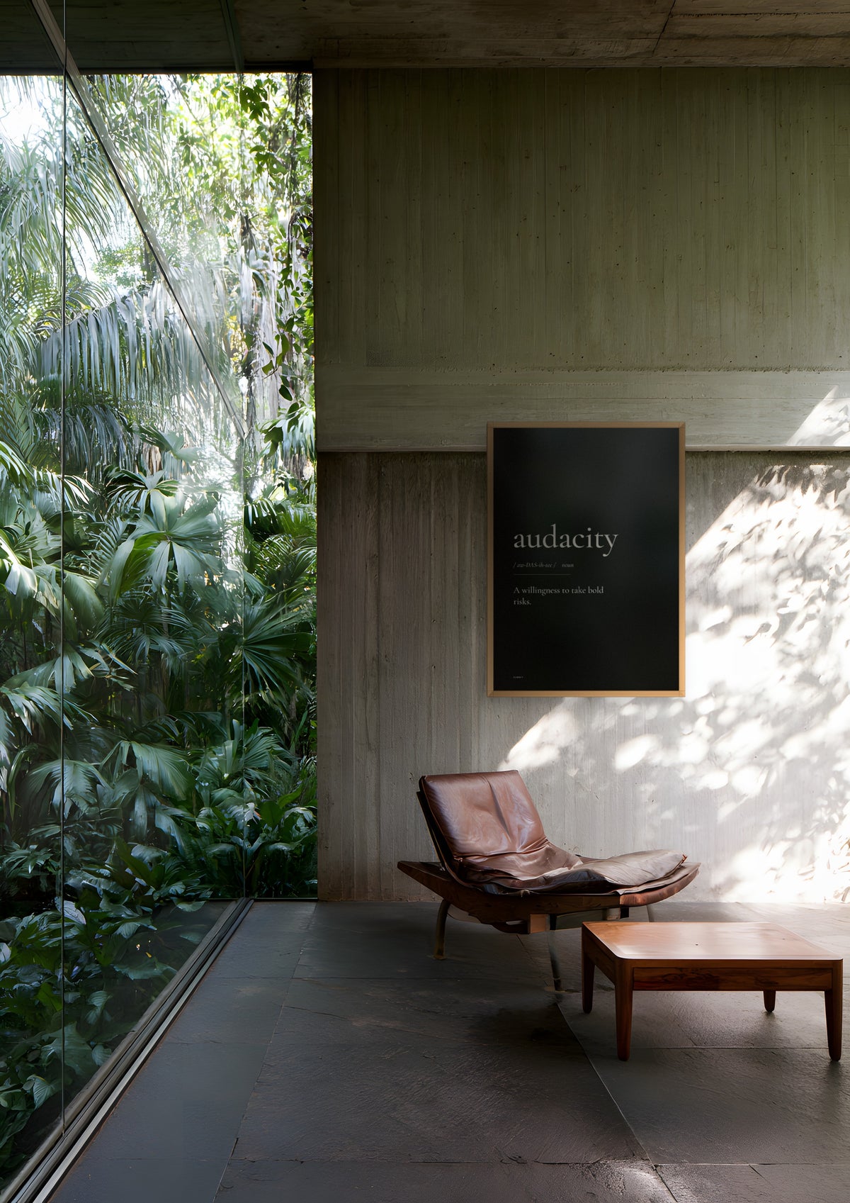 Audacity (Black) in a natural wood frame, shown in sao-paulo-modernist-house
