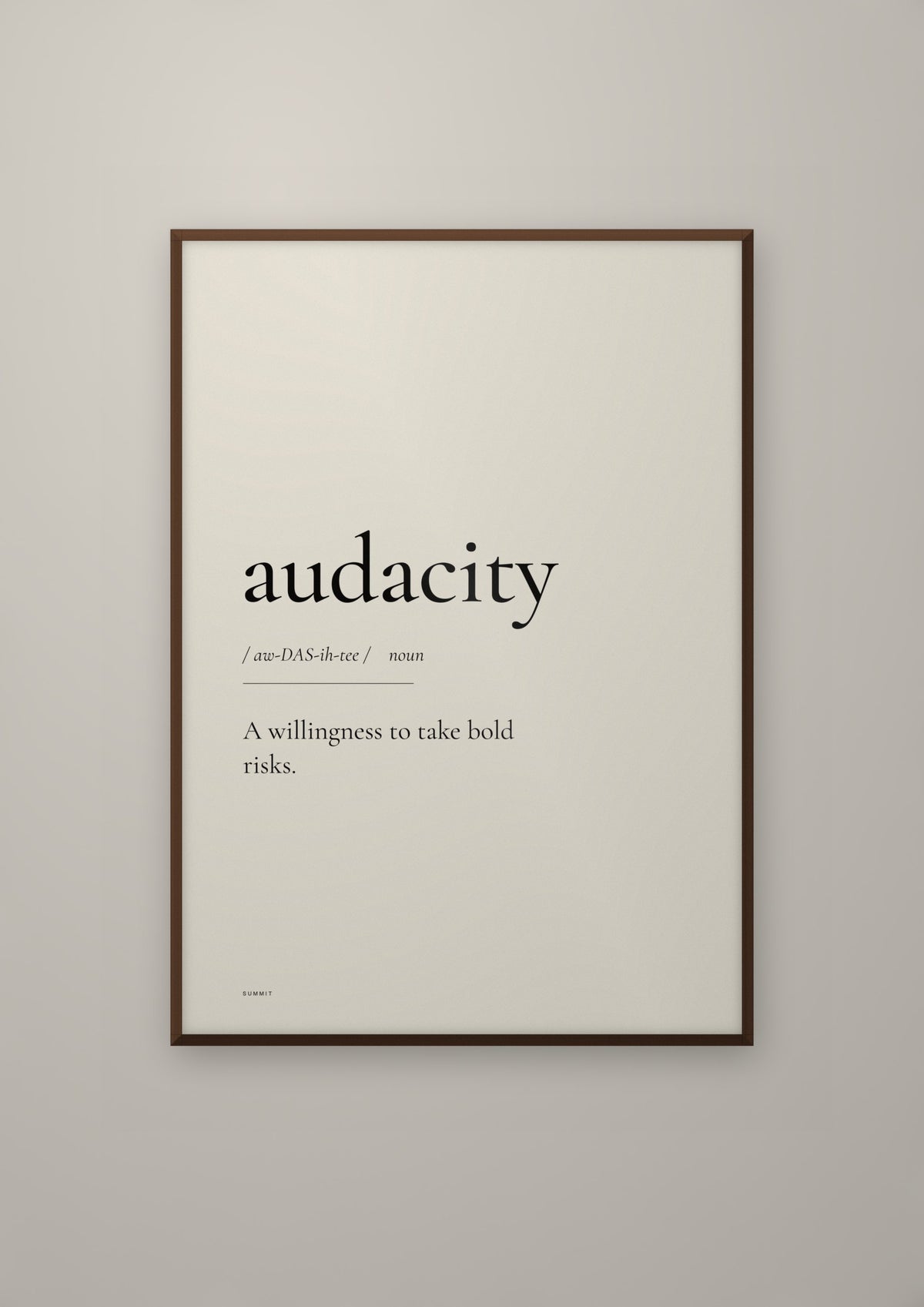 Audacity in a dark wood frame