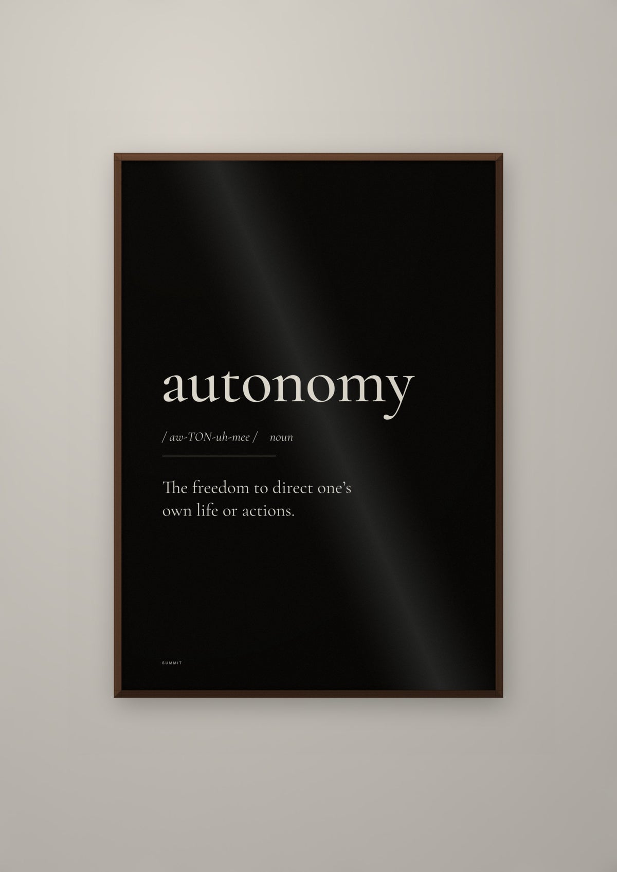 Autonomy (Black) in a dark wood frame