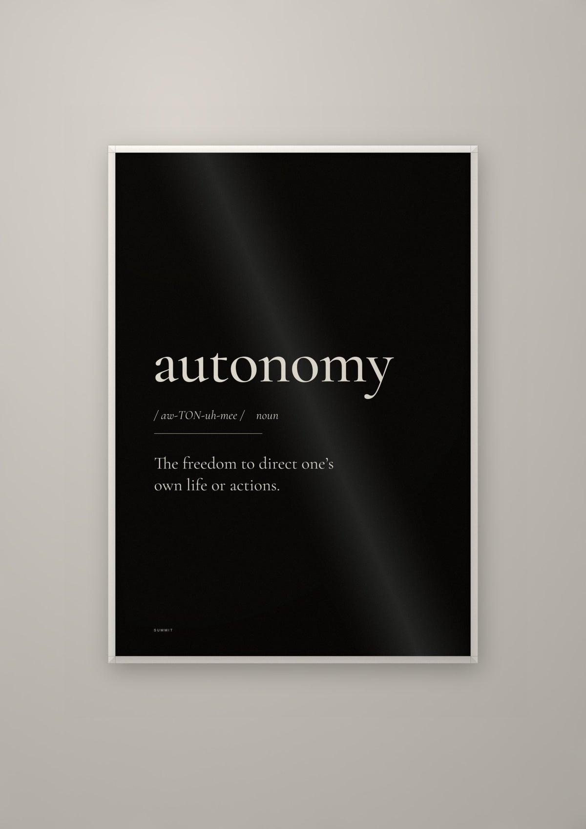 Autonomy (Black) in a white frame