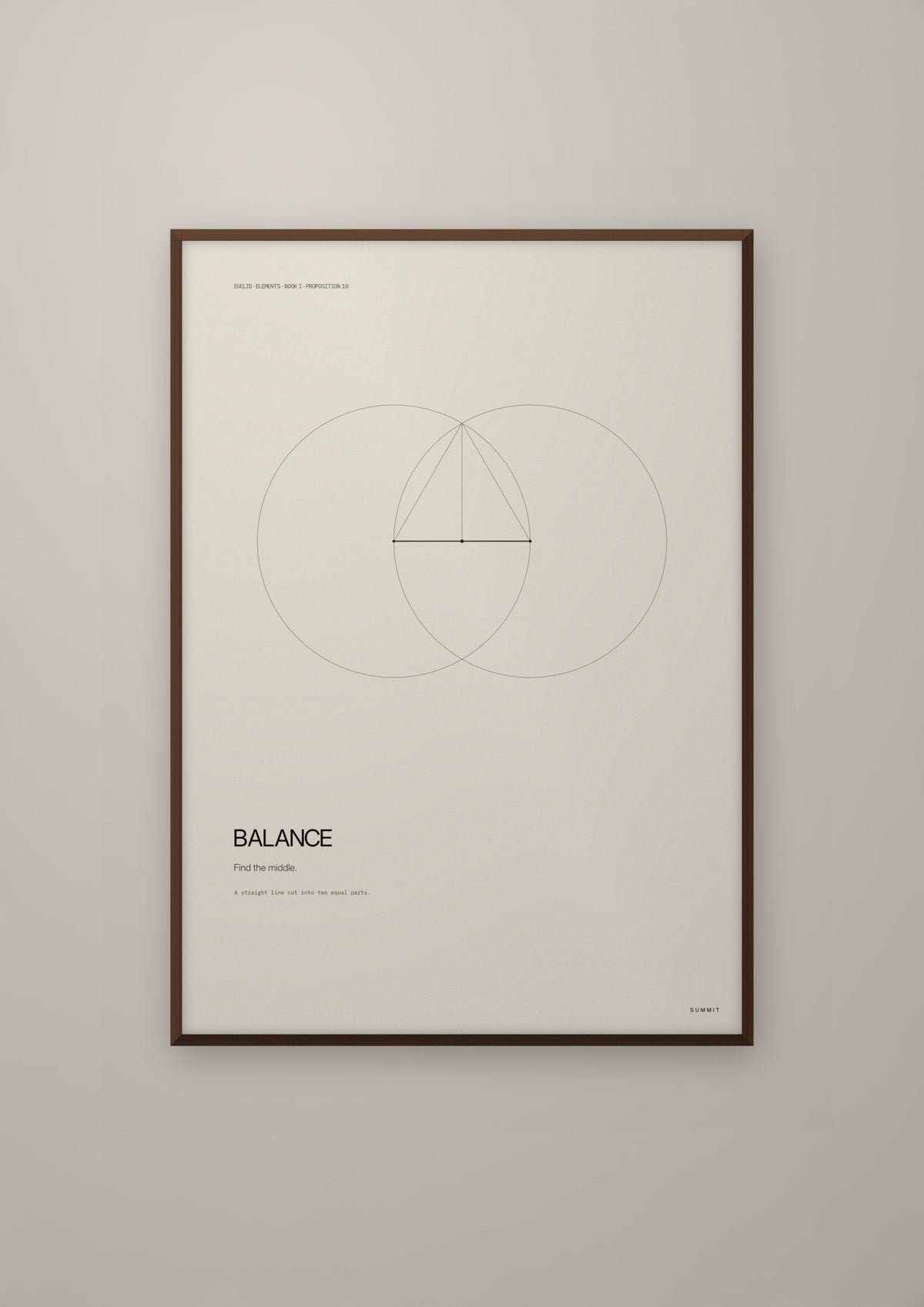 Balance in a dark wood frame