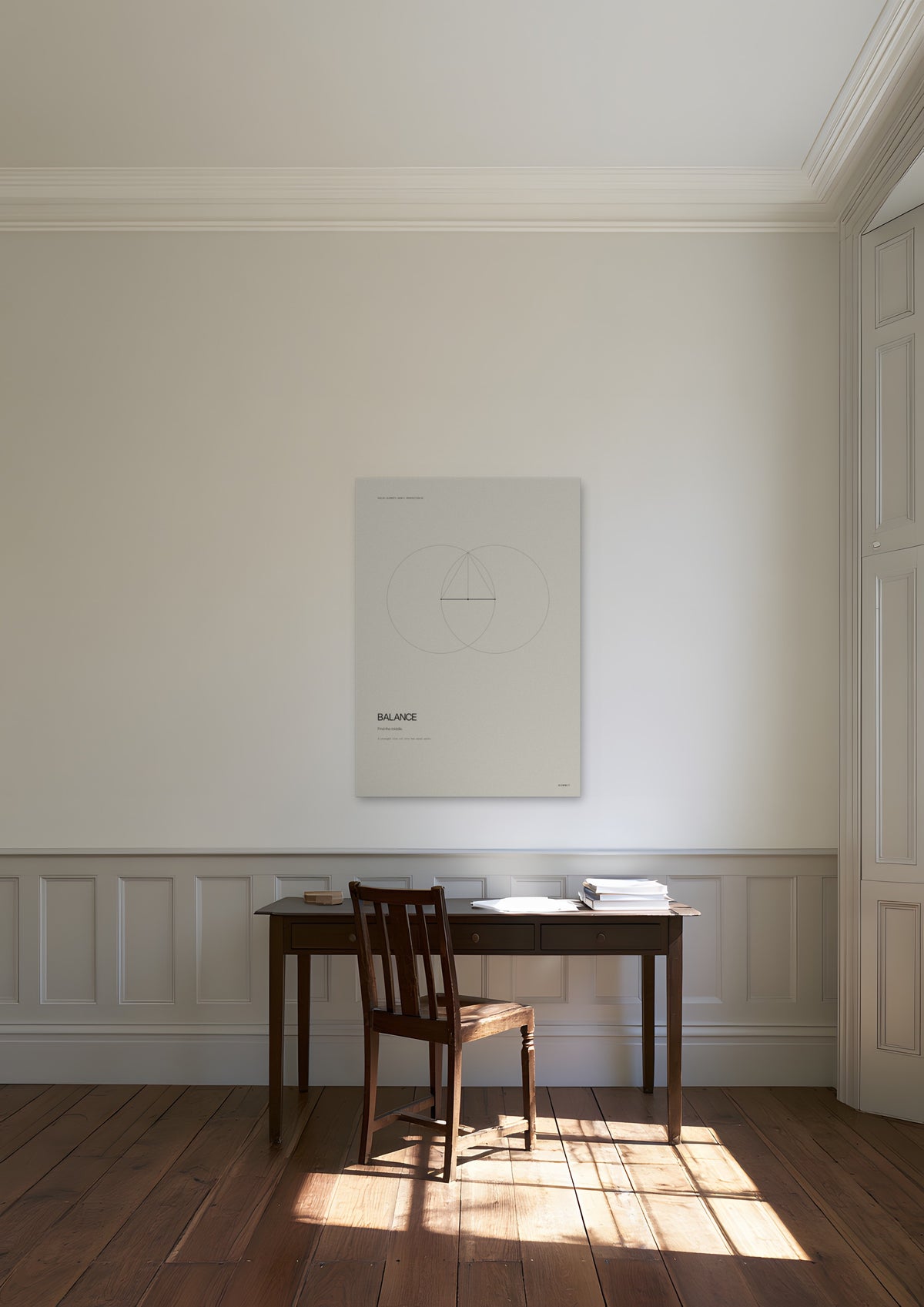 Balance, unframed art print shown in geneva-private-bank-office