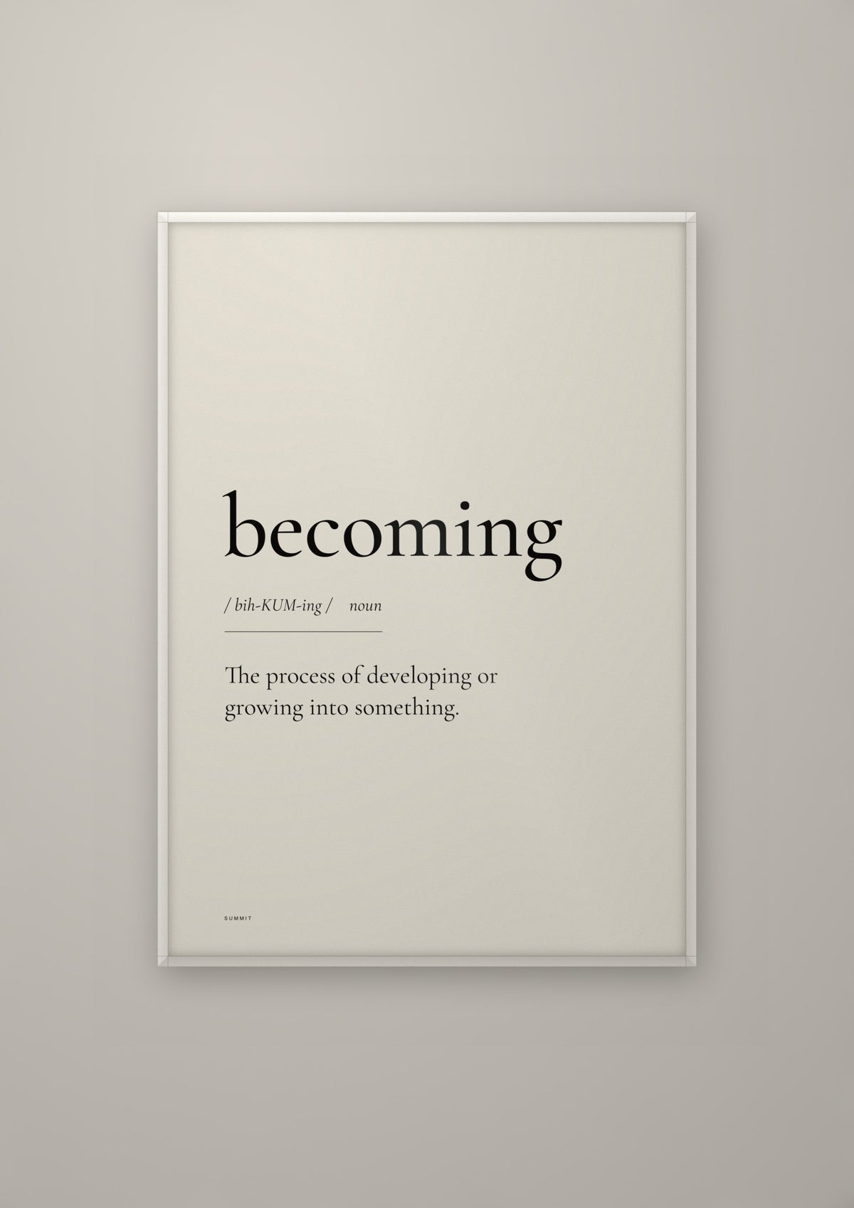 Becoming in a white frame