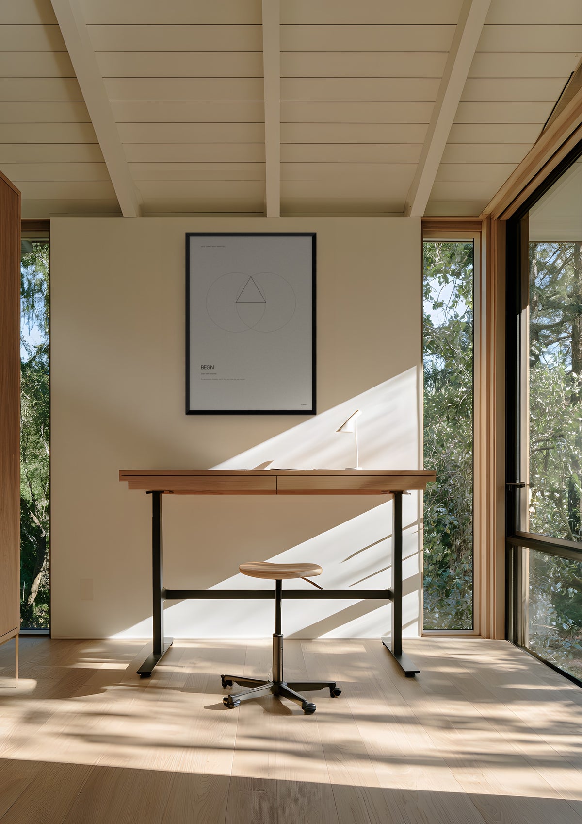 Begin in a black frame, shown in palo-alto-founder-office