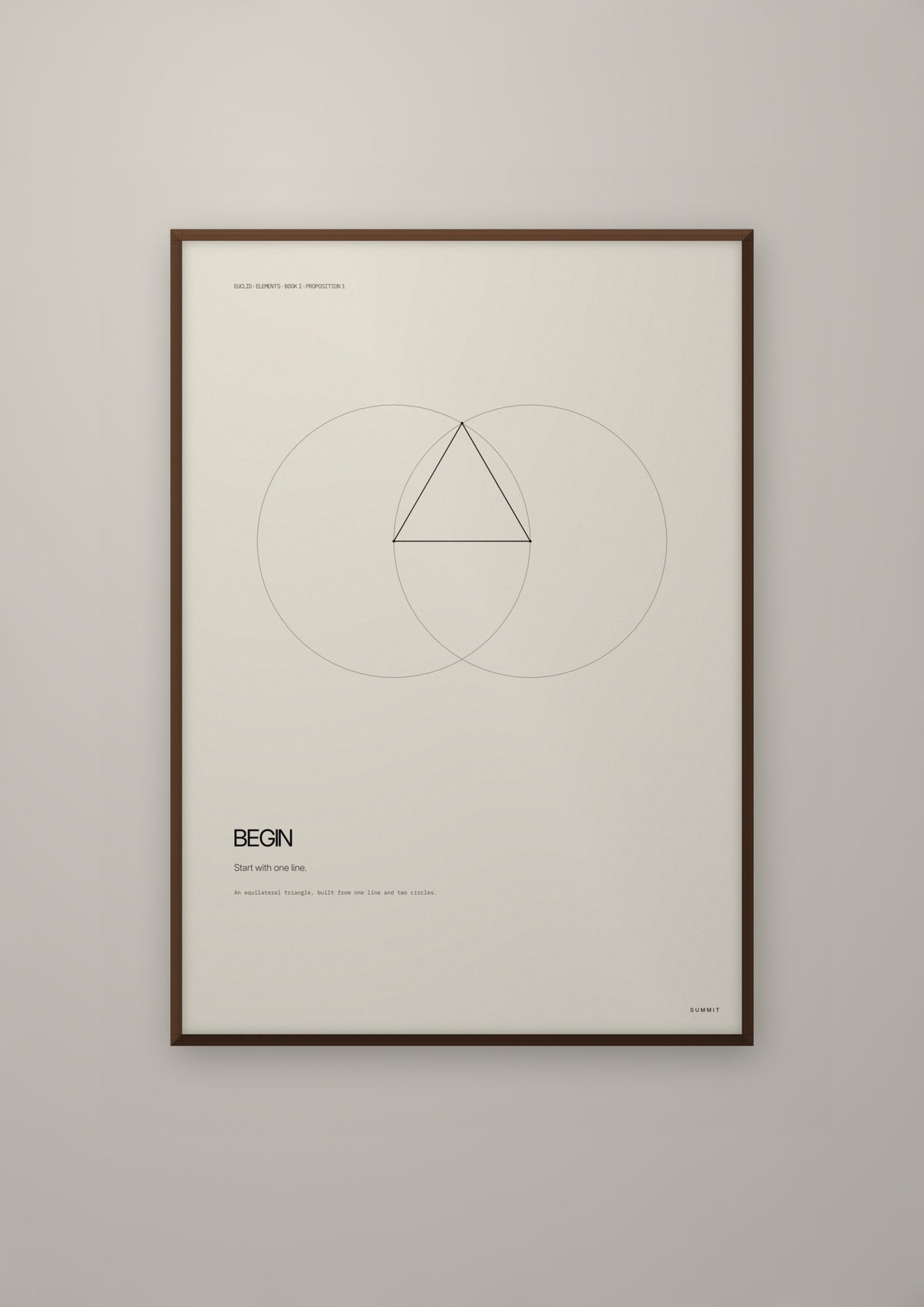 Begin in a dark wood frame