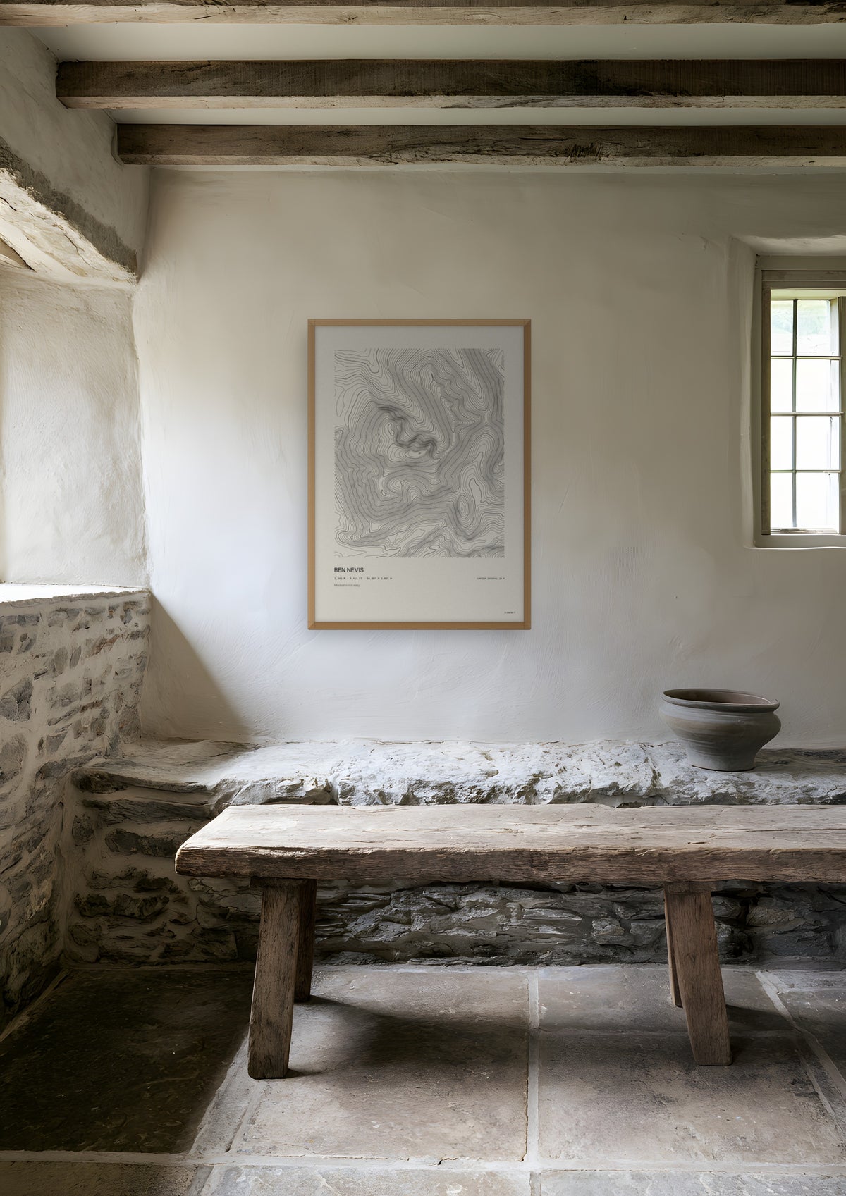 Ben Nevis in a natural wood frame, shown in glencoe-cottage-snug