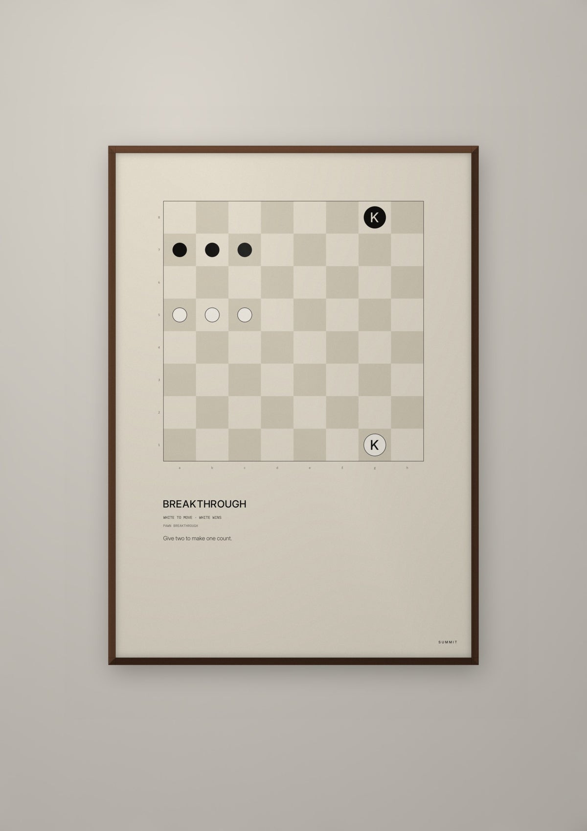 Breakthrough in a dark wood frame