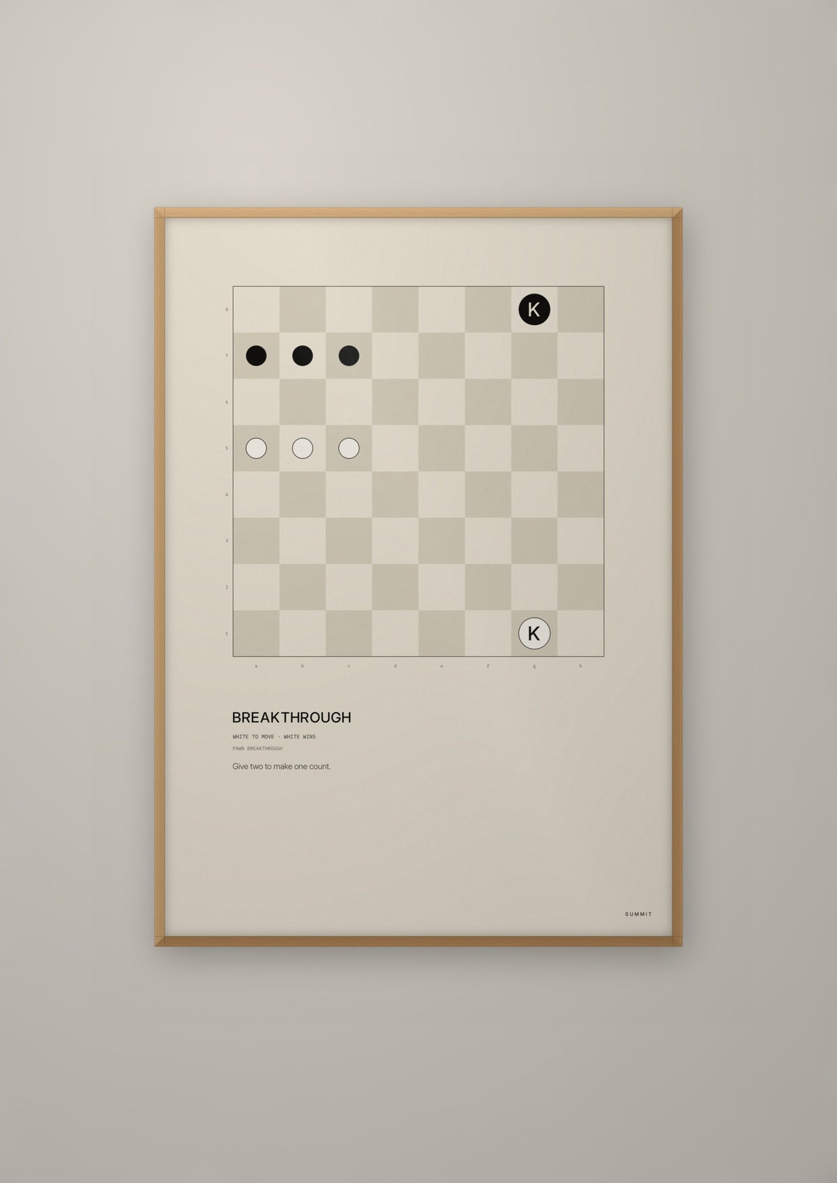 Breakthrough in a natural wood frame