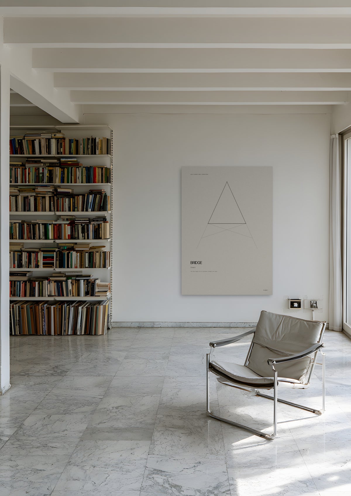 Bridge, unframed art print shown in athens-apartment-library