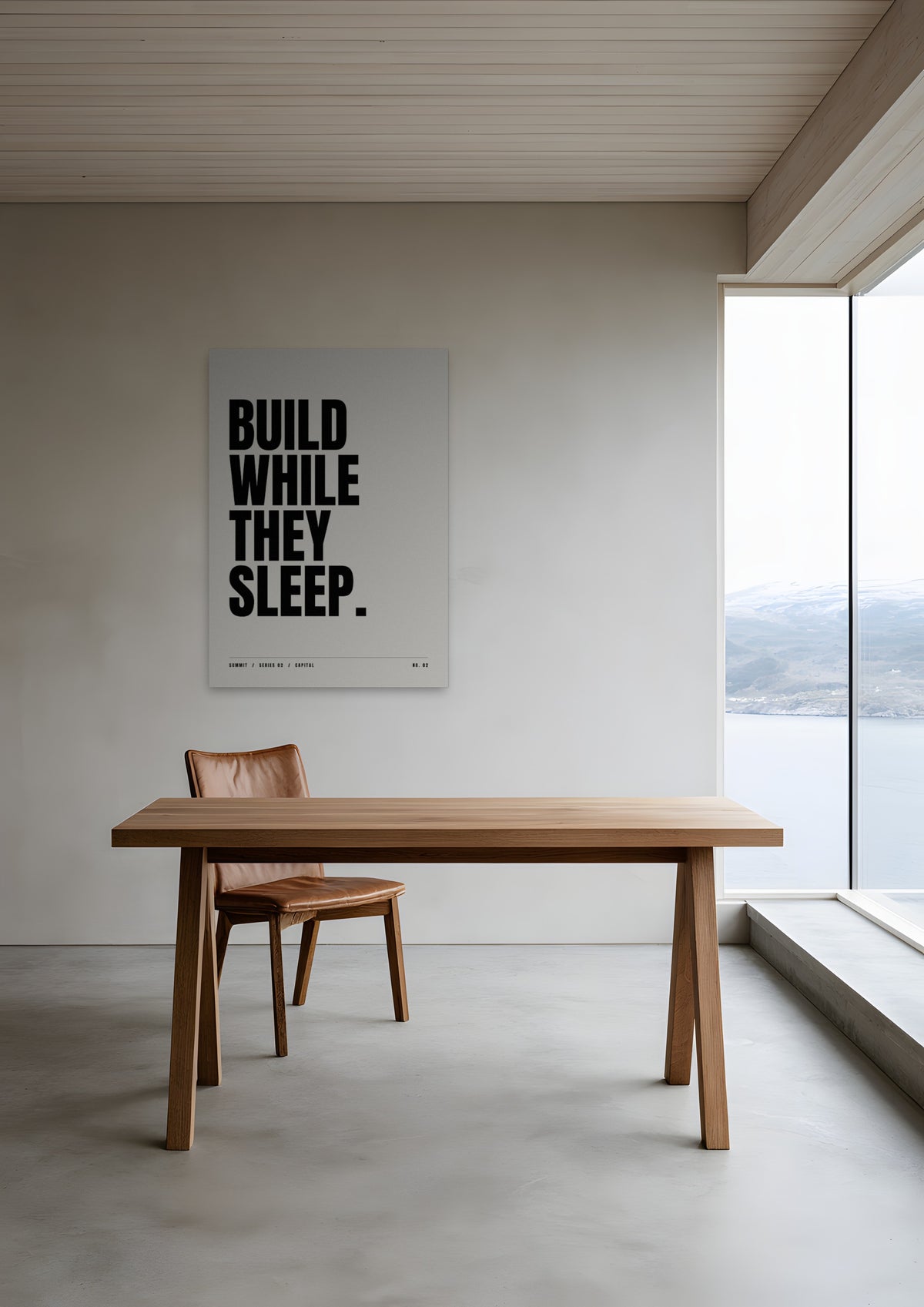 Build While They Sleep, unframed art print shown in fjord-house-study-ii
