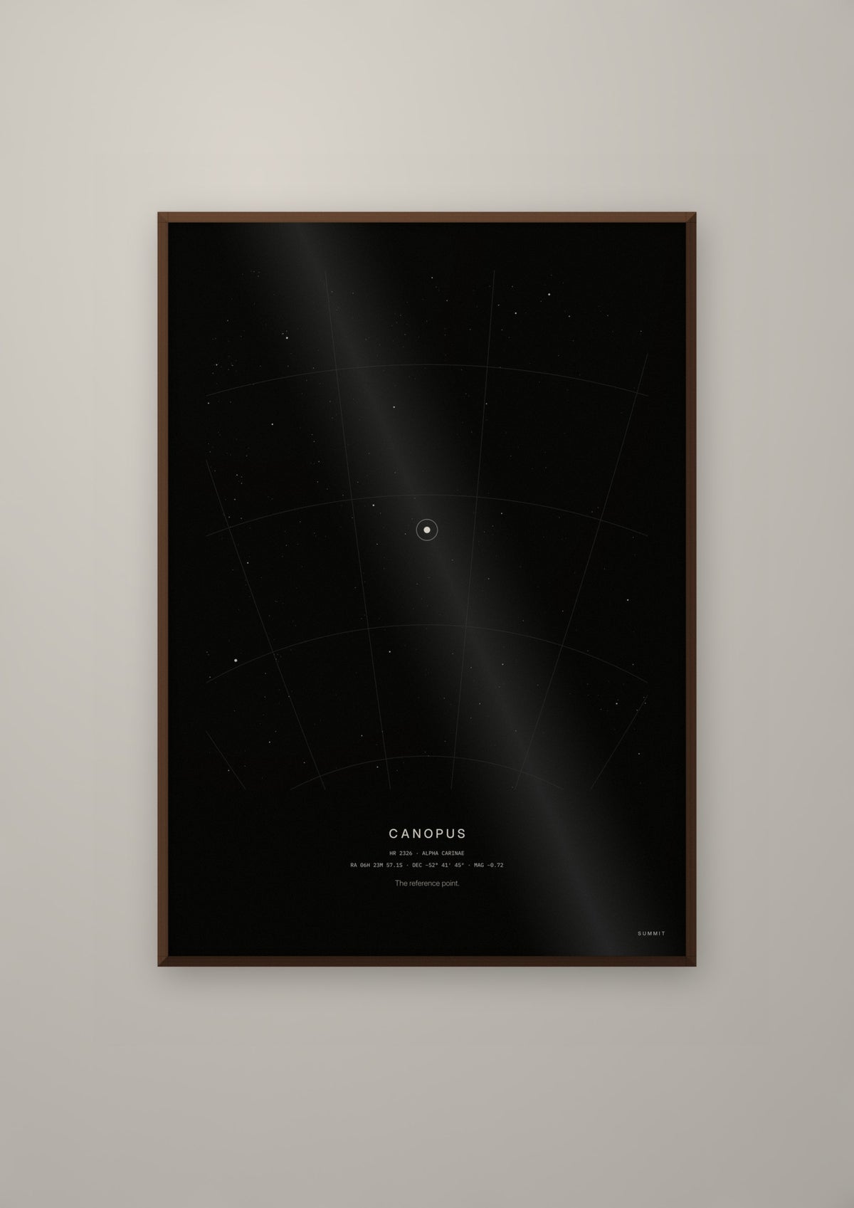 Canopus in a dark wood frame