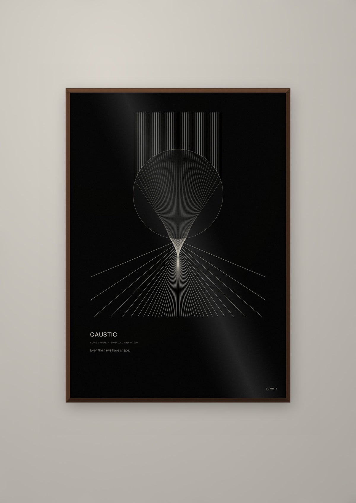 Caustic in a dark wood frame