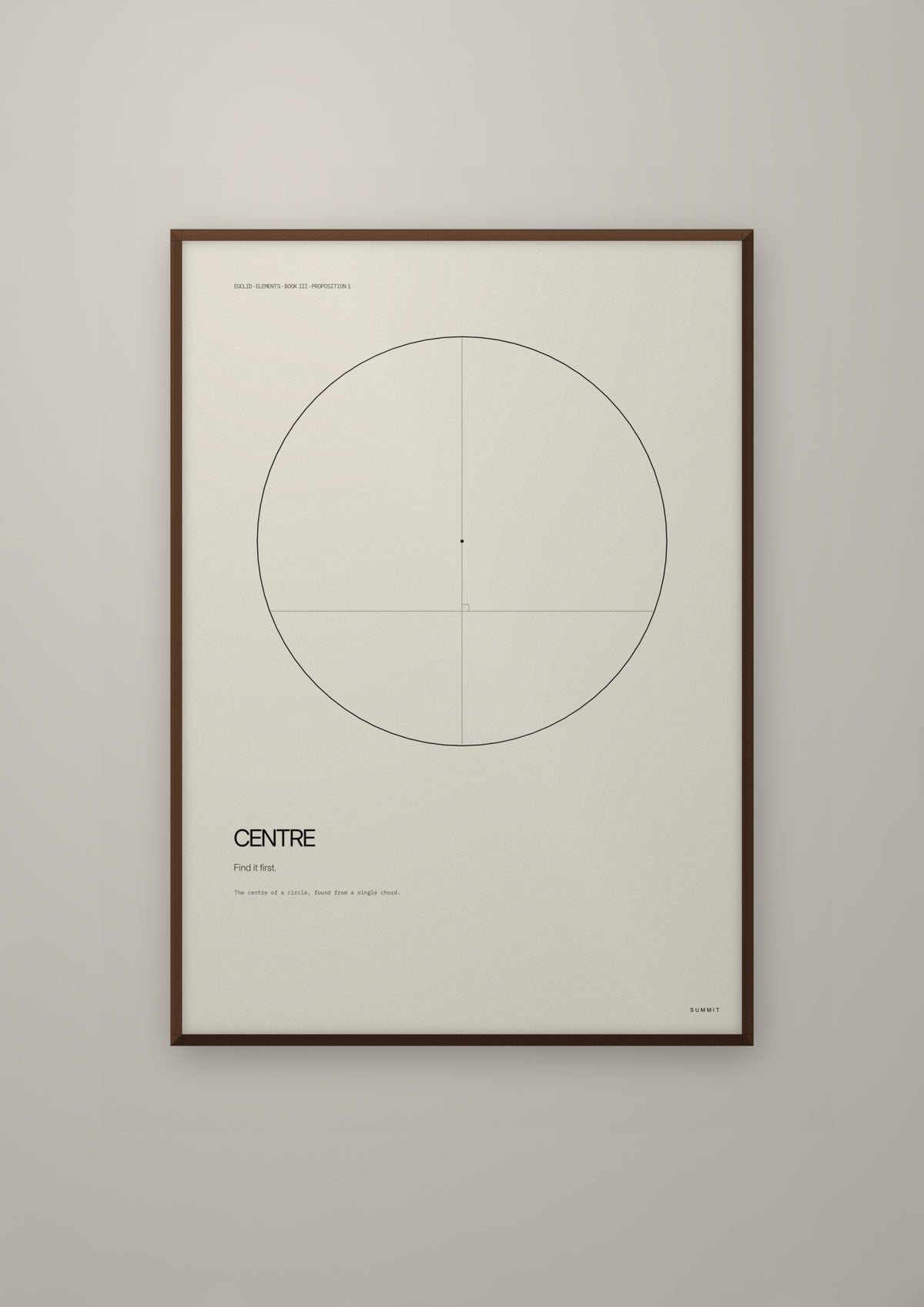 Centre in a dark wood frame