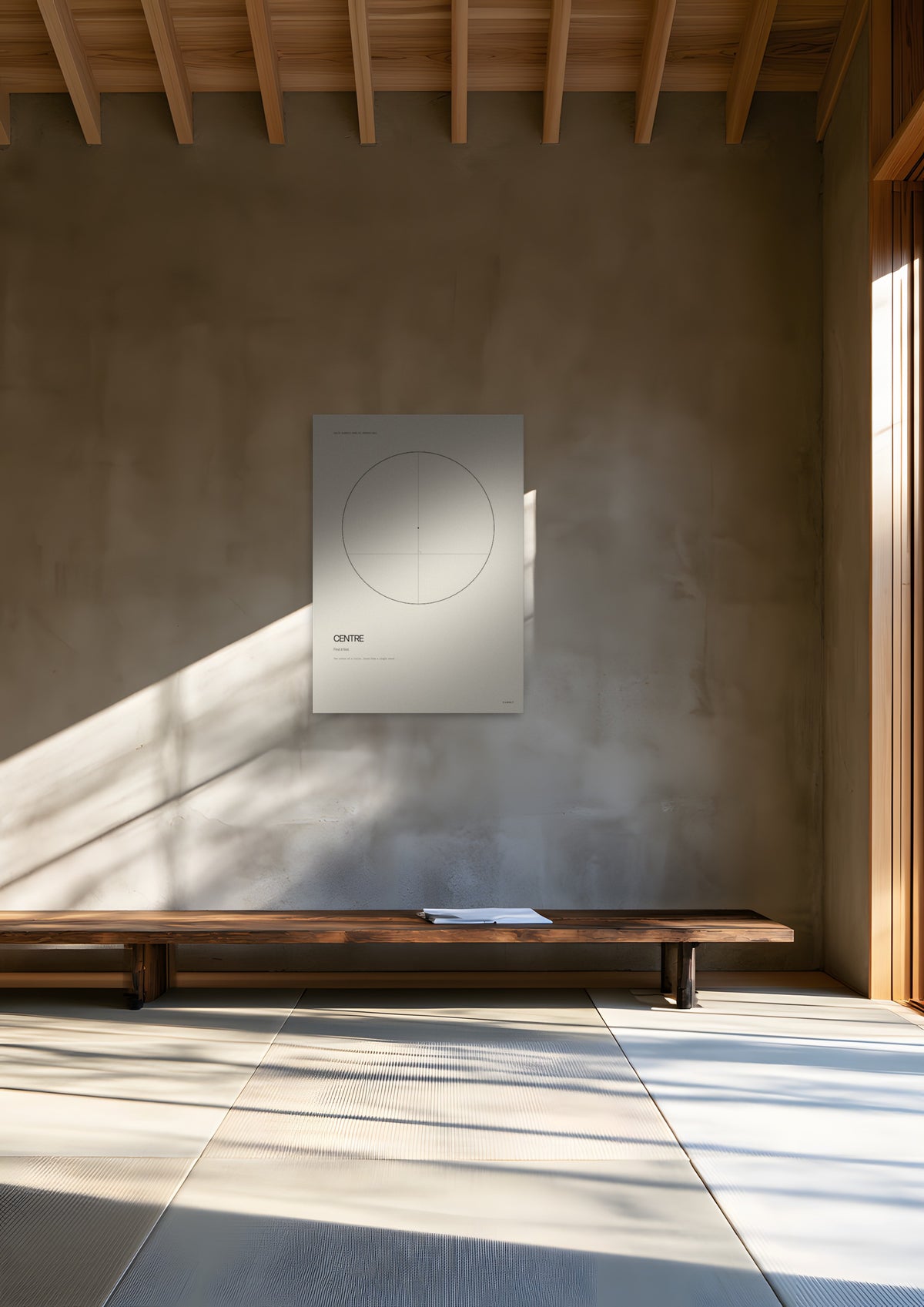 Centre, unframed art print shown in kyoto-minimal-tea-house-study