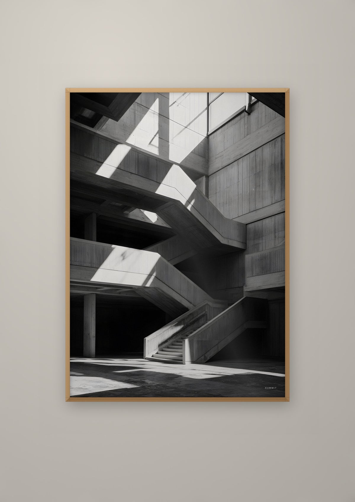Concrete in a natural wood frame