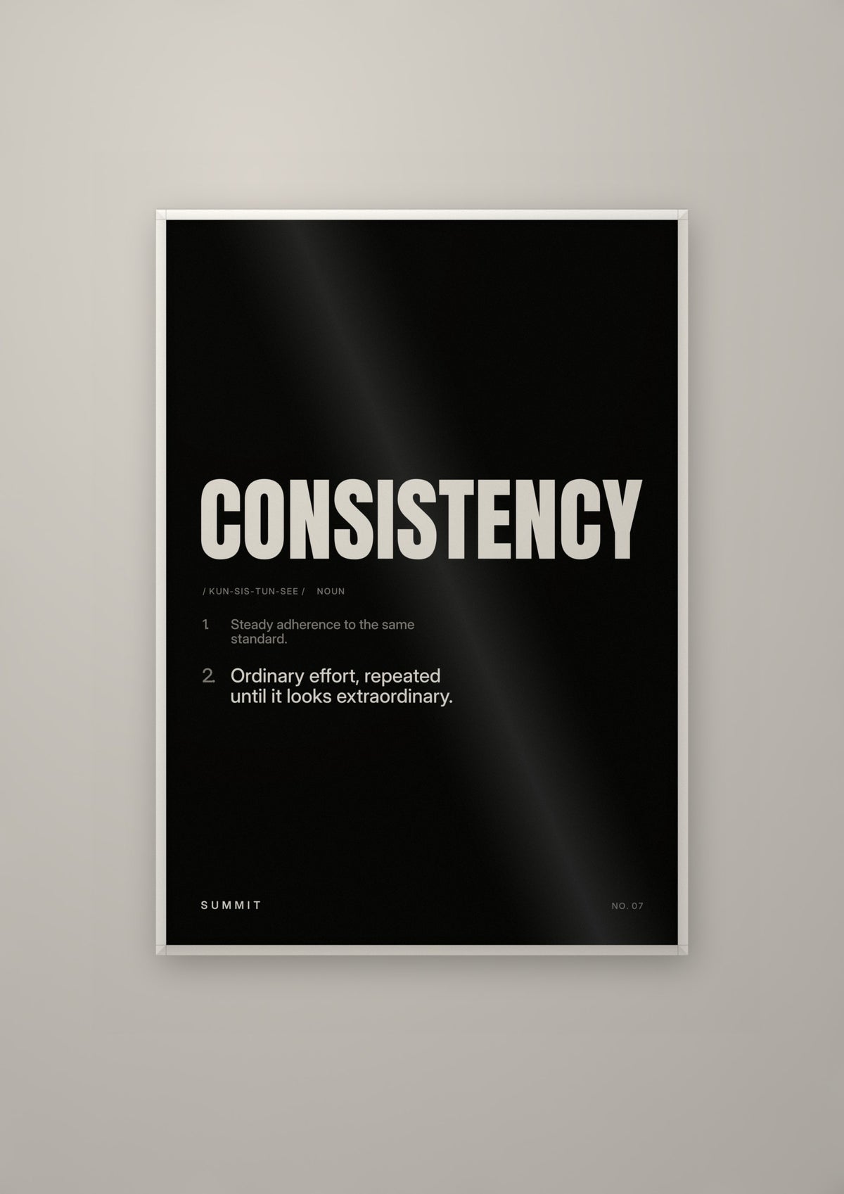 Consistency, Defined (Black) in a white frame