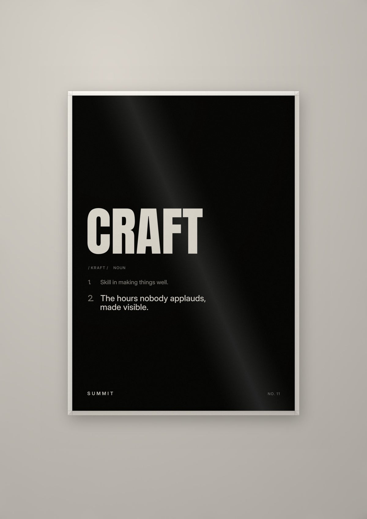 Craft, Defined (Black) in a white frame