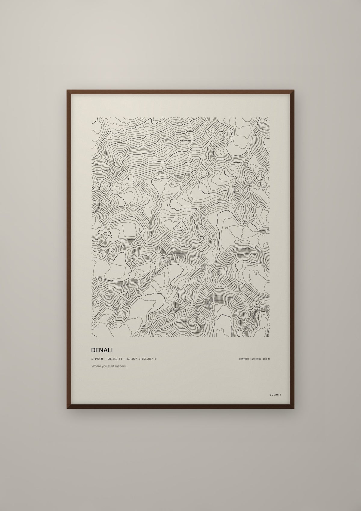 Denali in a dark wood frame