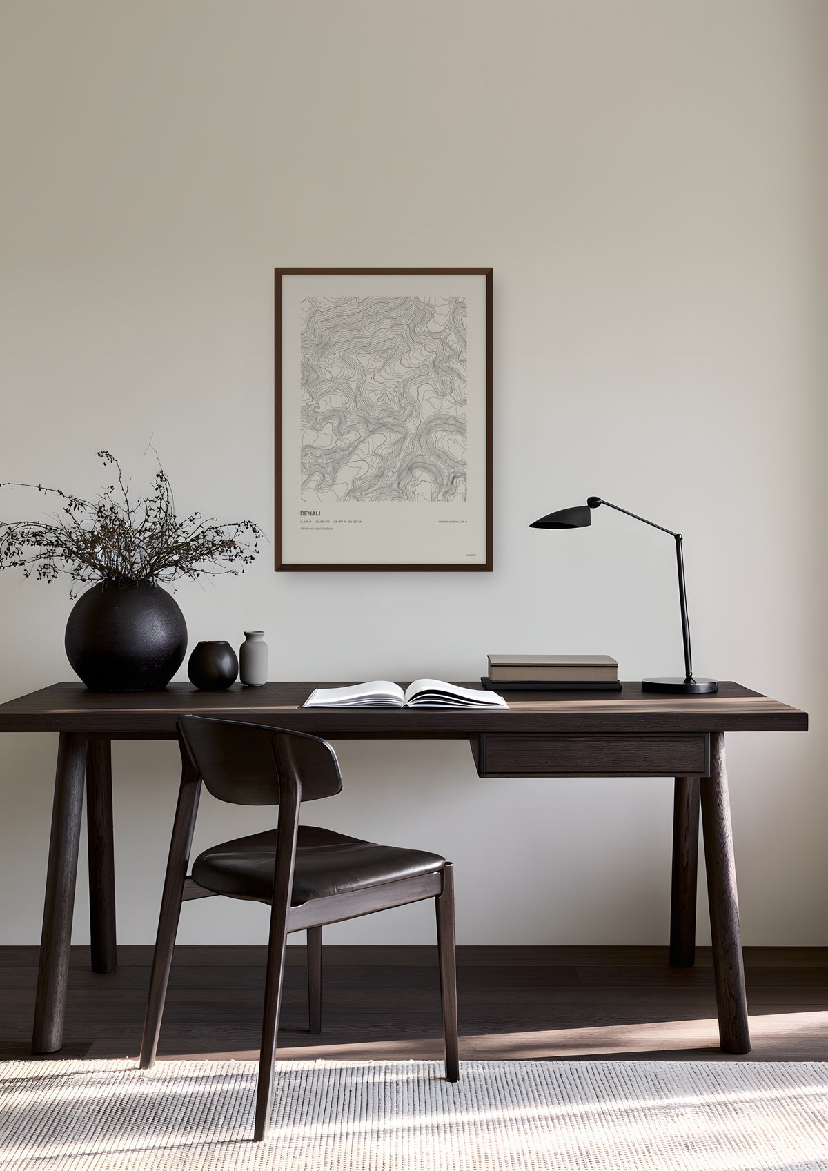 Denali in a dark wood frame, shown in anchorage-modern-home-office