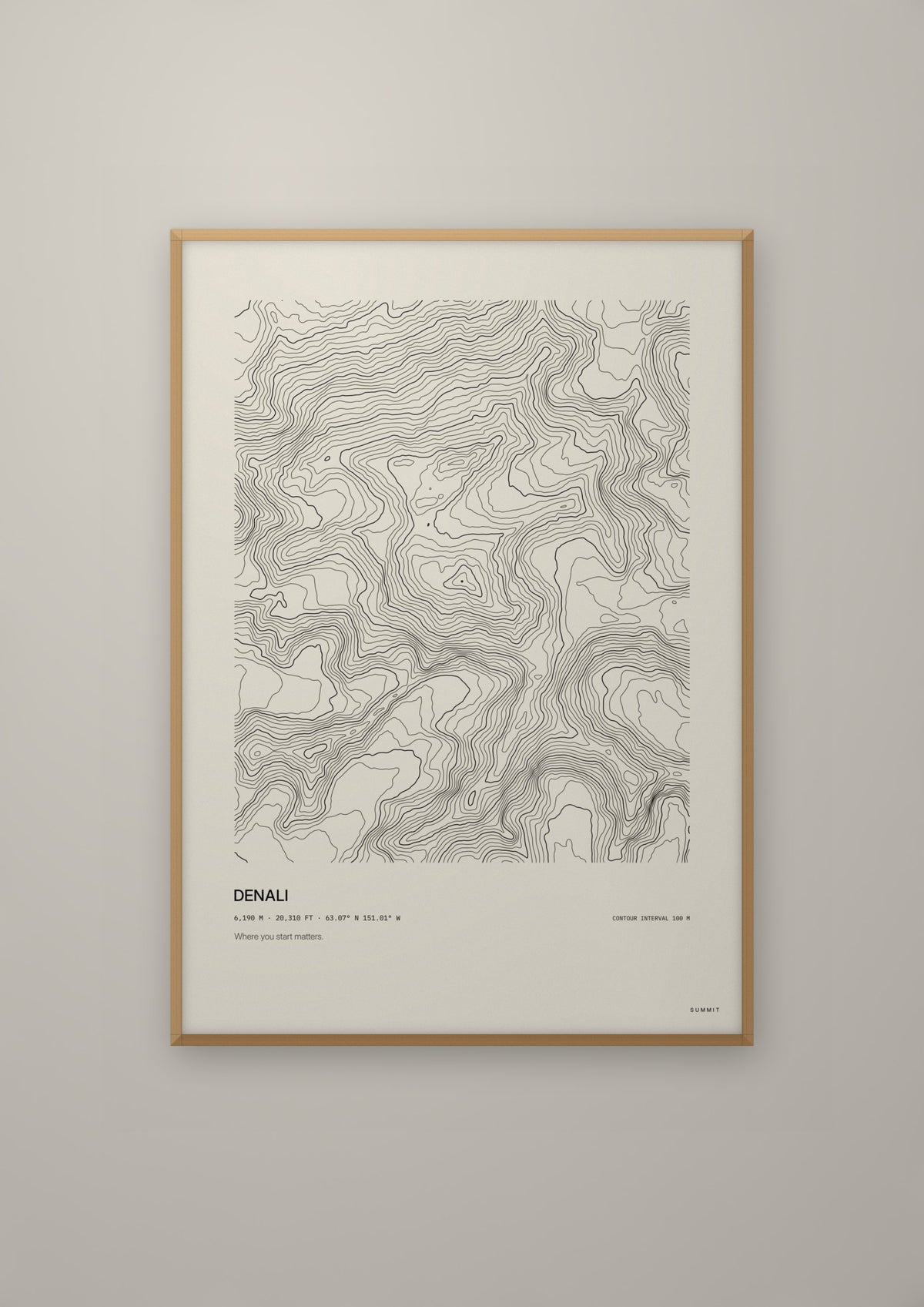 Denali in a natural wood frame