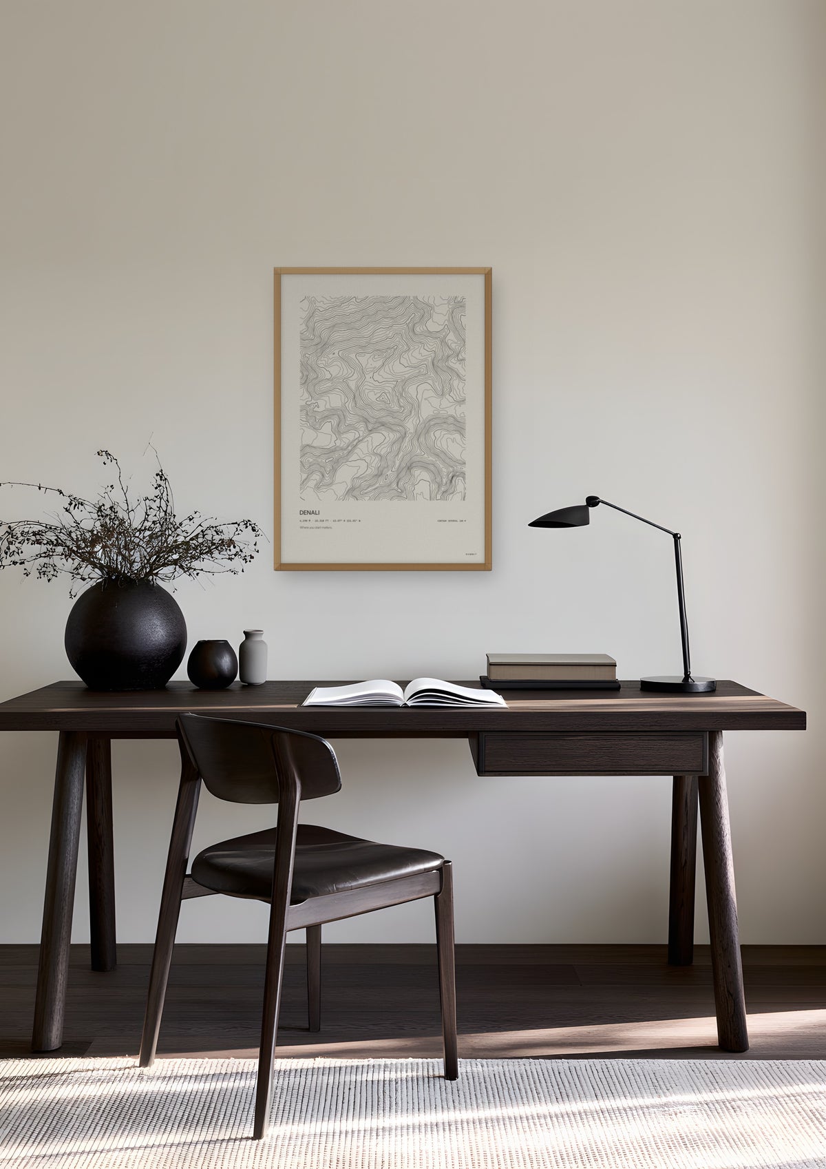 Denali in a natural wood frame, shown in anchorage-modern-home-office