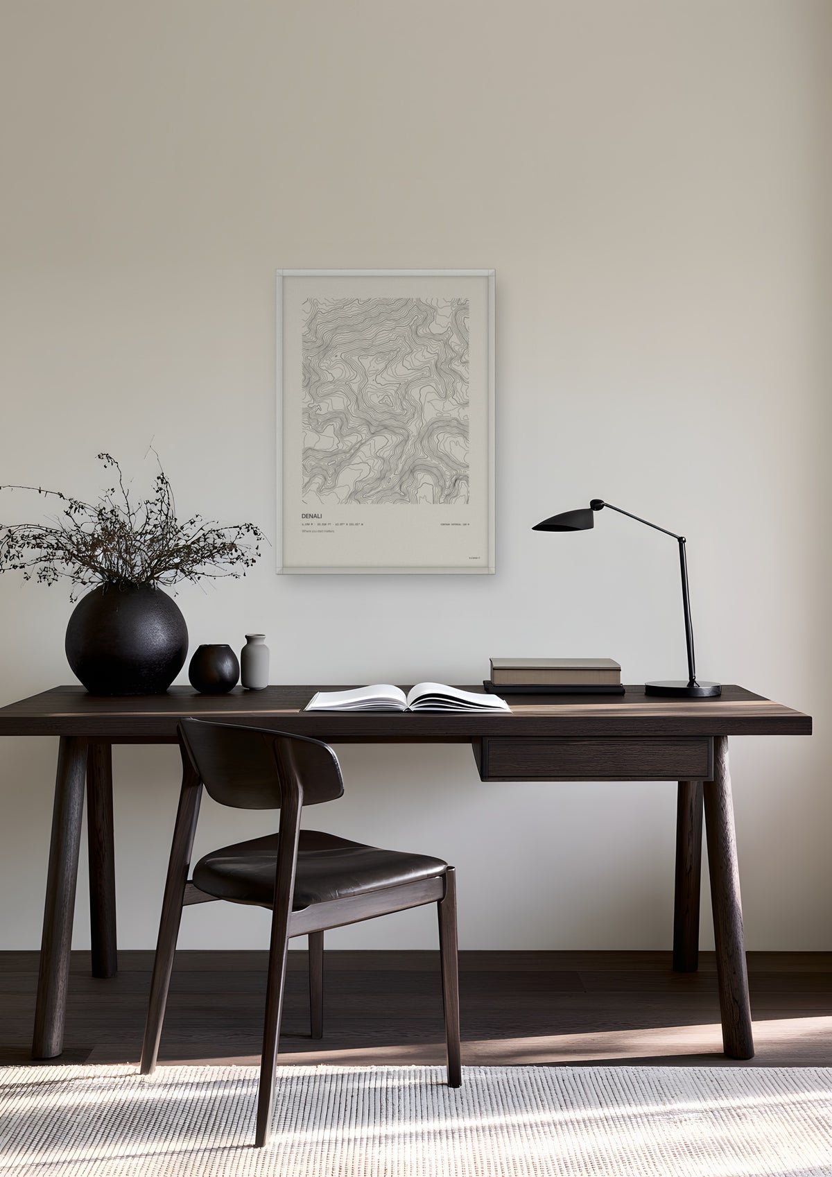 Denali in a white frame, shown in anchorage-modern-home-office