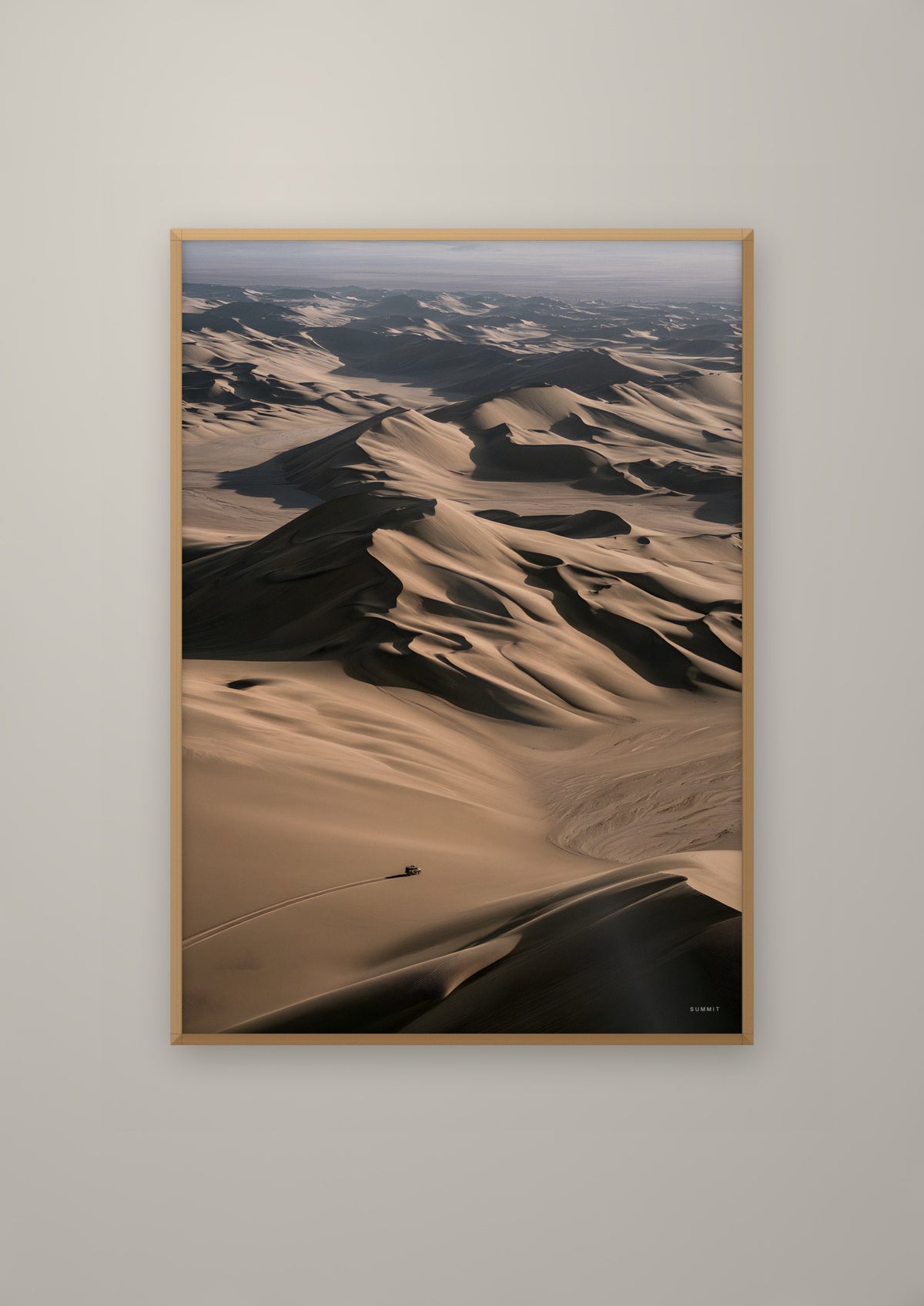 Desert in a natural wood frame
