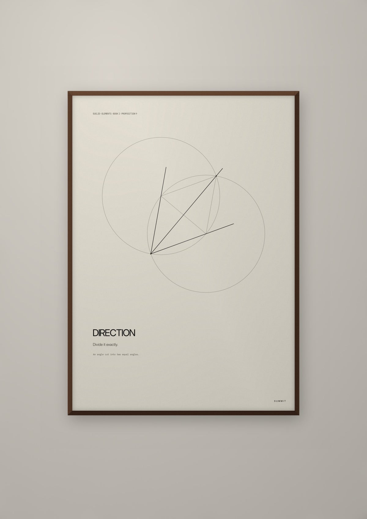 Direction in a dark wood frame