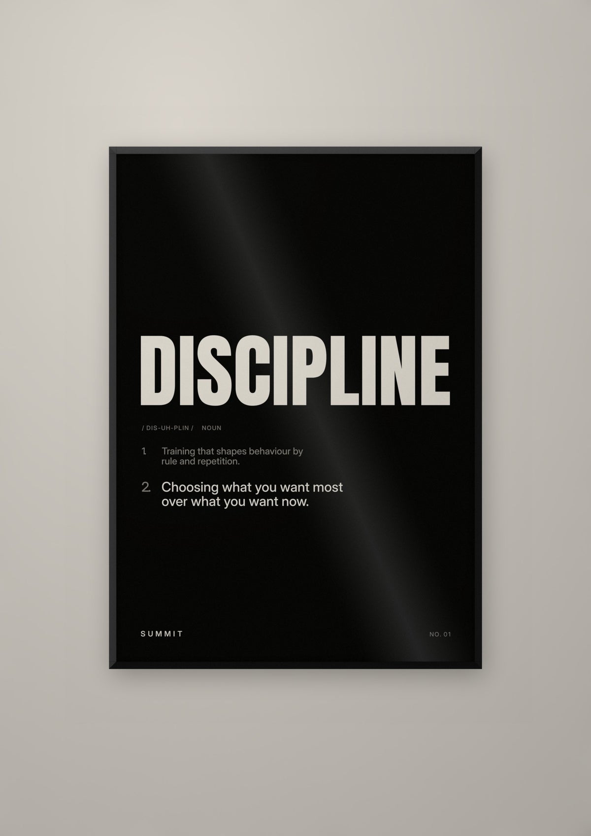 Discipline, Defined (Black) in a black frame