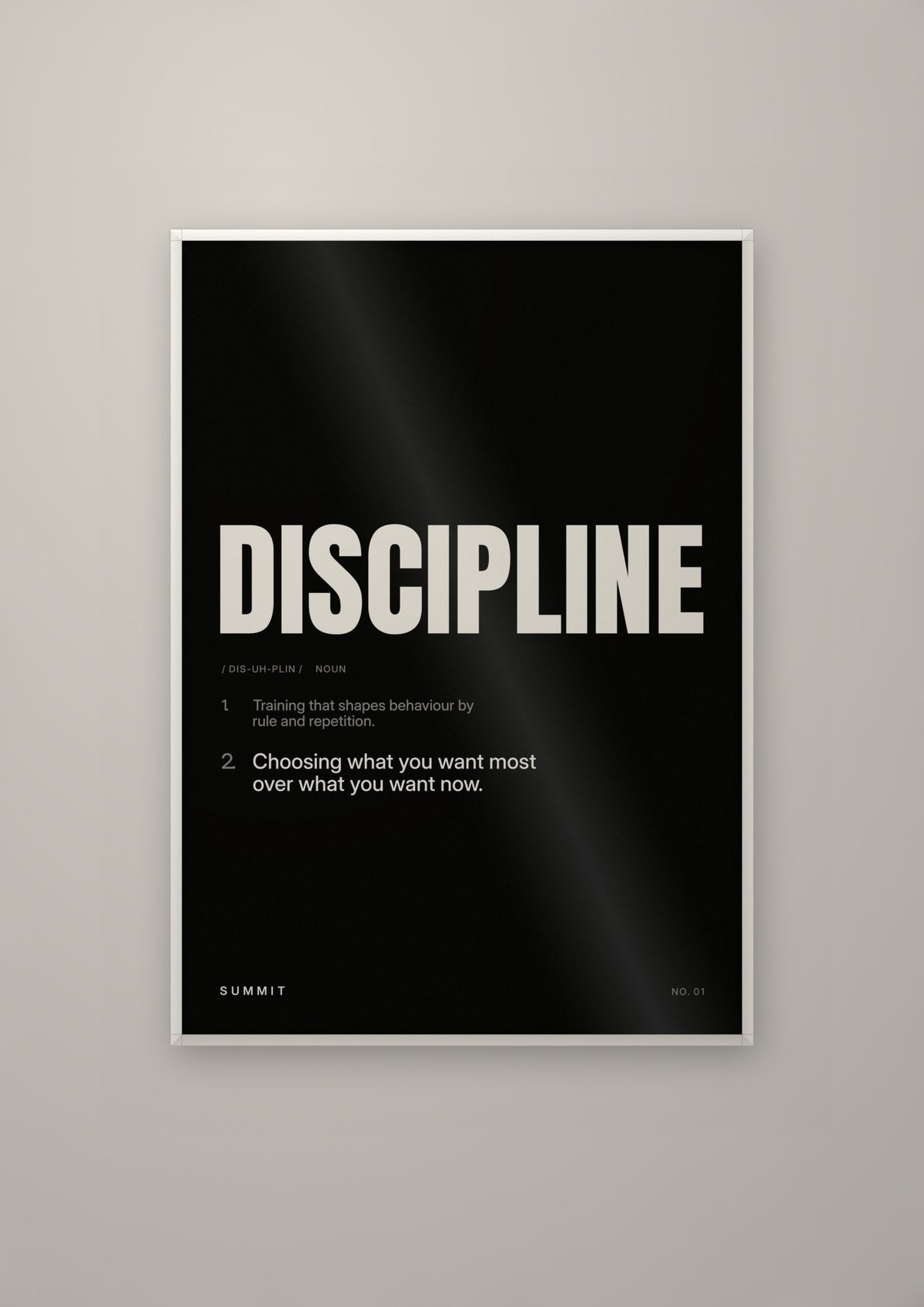 Discipline, Defined (Black) in a white frame