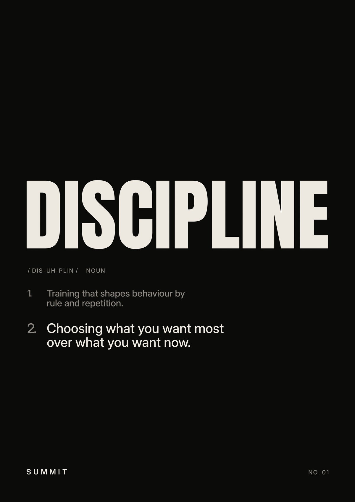 Discipline, Defined (Black), unframed art print