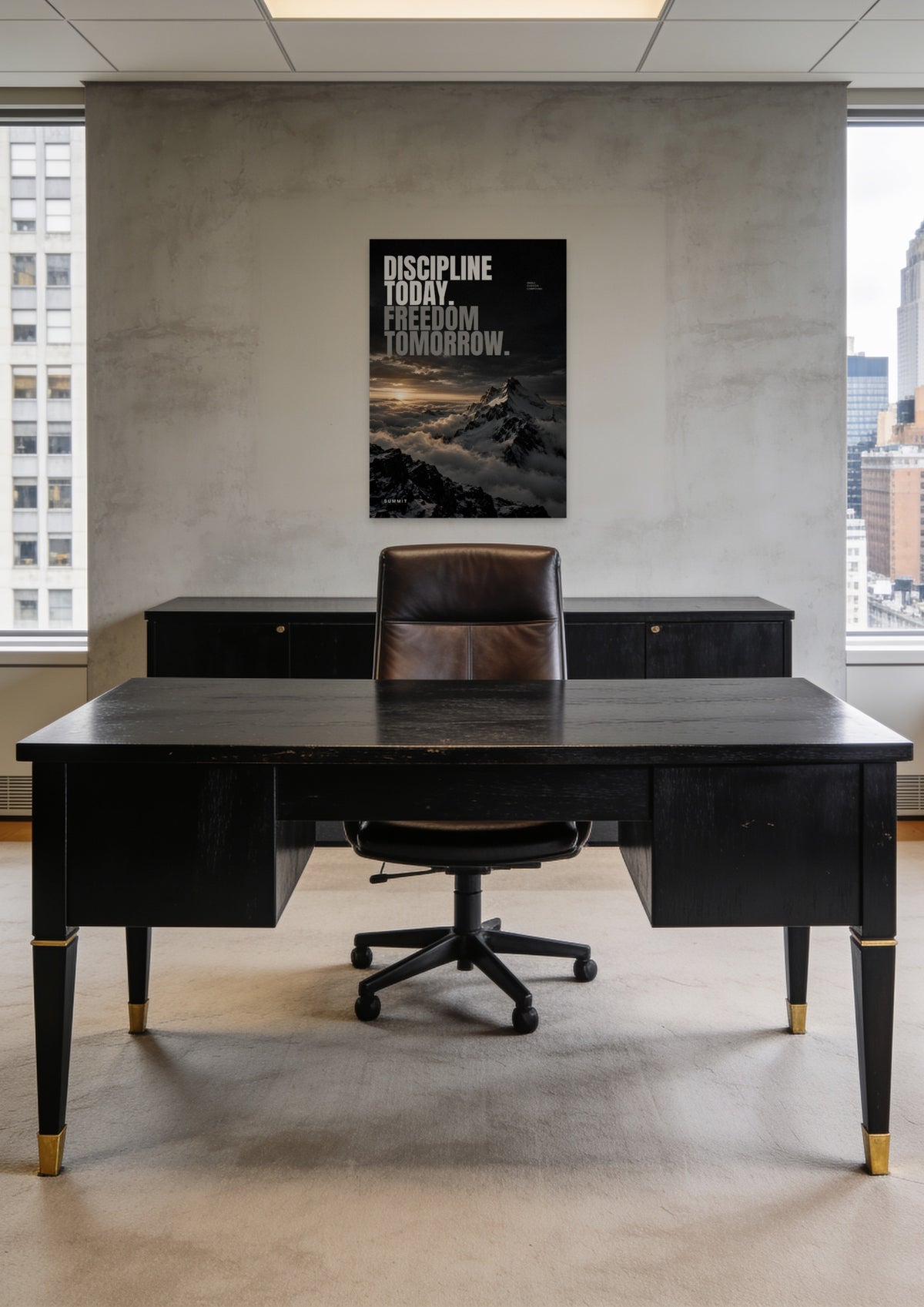 Discipline Today, unframed art print shown in a Midtown Manhattan office