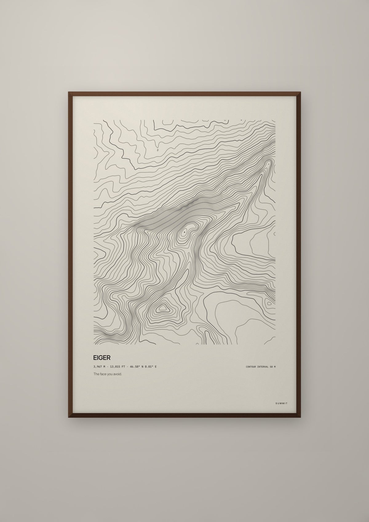 Eiger in a dark wood frame